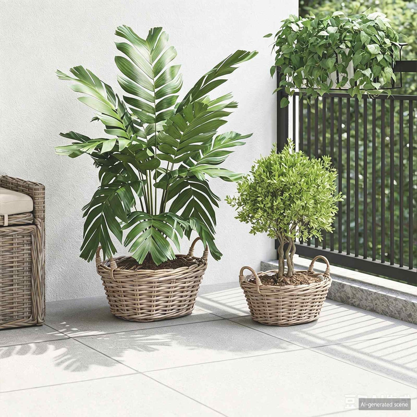 Plantenmand met opslag 2 st Natuurlijk grijs Kubu Rattan is nu te koop bij PeponiXL, paradijselijk wonen!