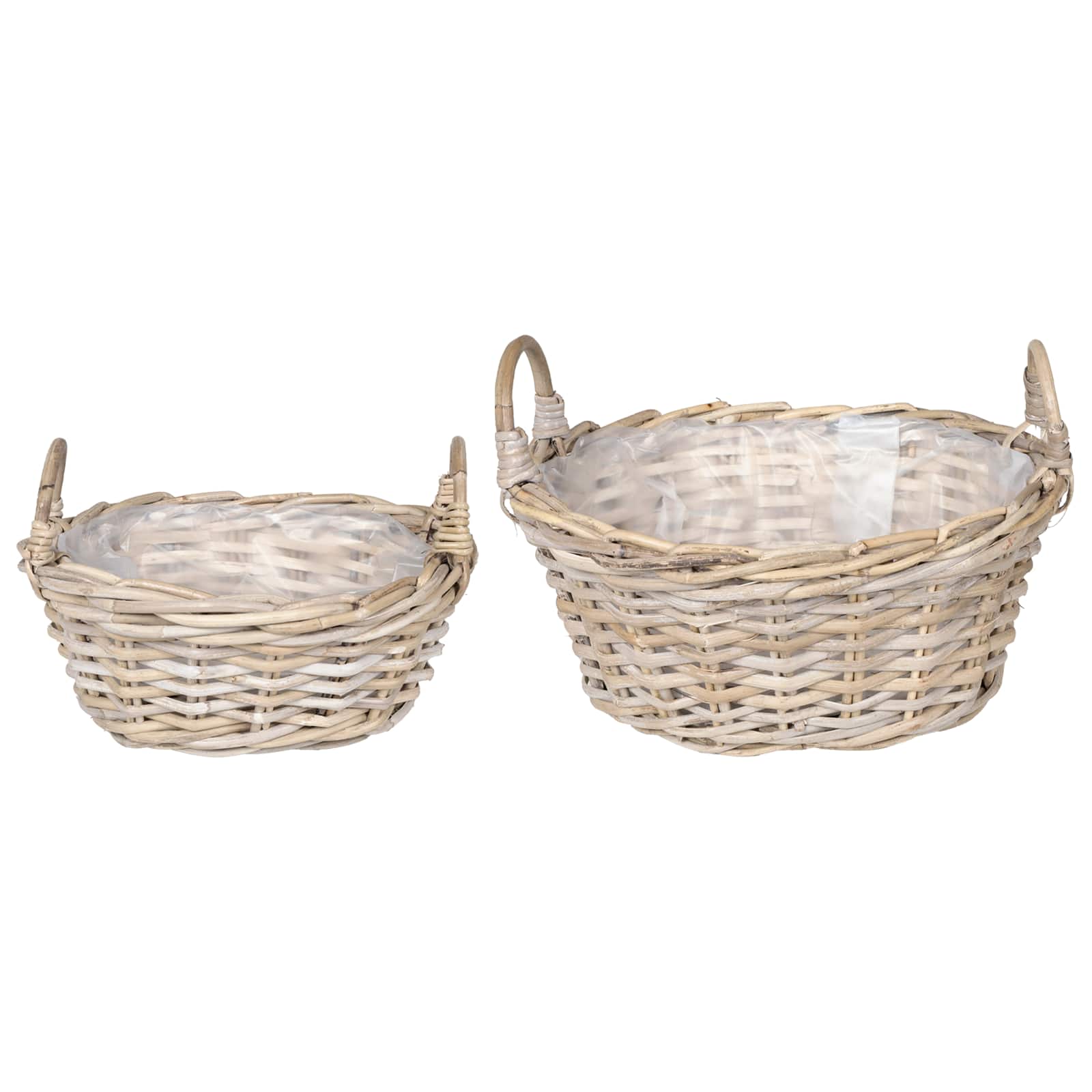 Plantenmand met opslag 2 st Natuurlijk grijs Kubu Rattan is nu te koop bij PeponiXL, paradijselijk wonen!