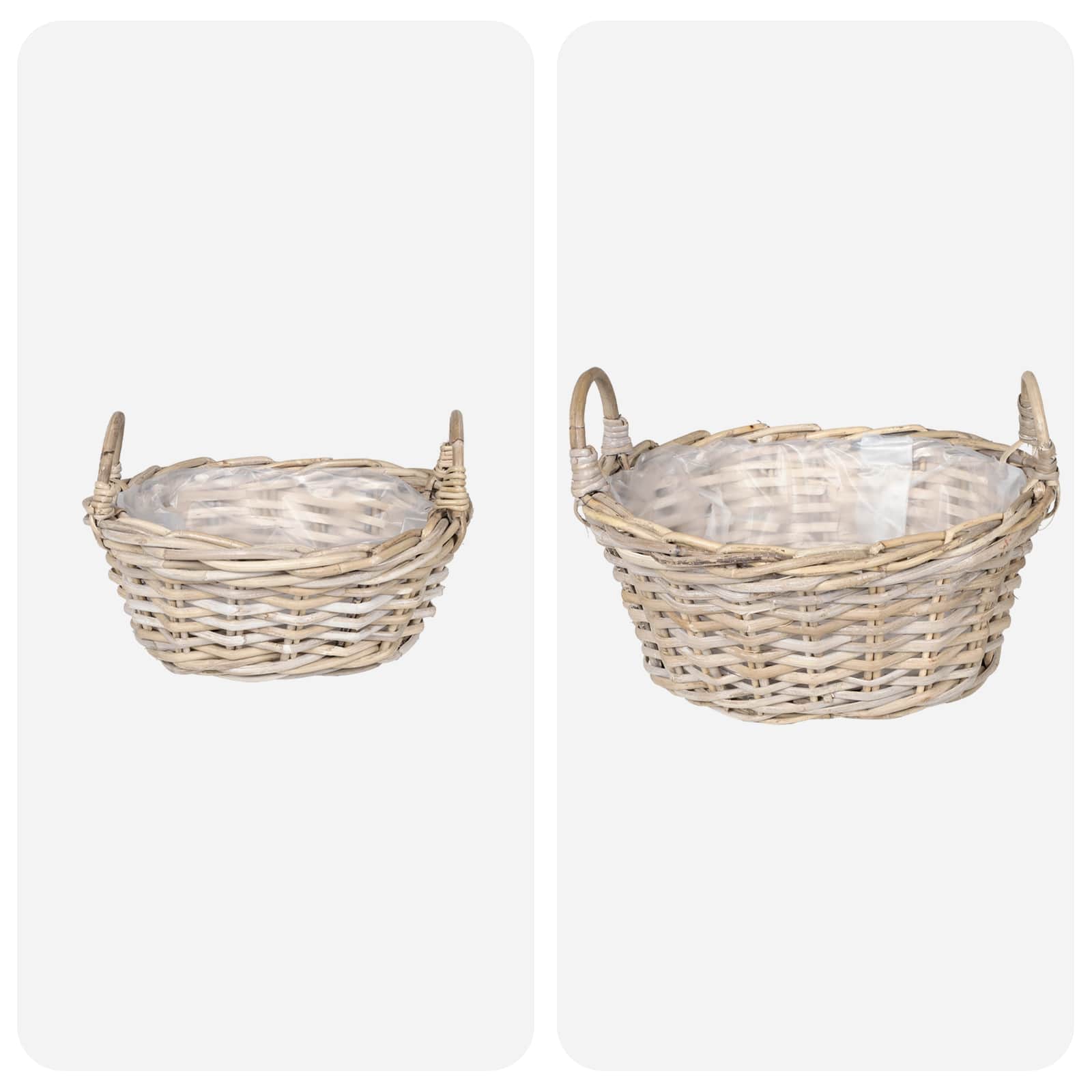 Plantenmand met opslag 2 st Natuurlijk grijs Kubu Rattan is nu te koop bij PeponiXL, paradijselijk wonen!