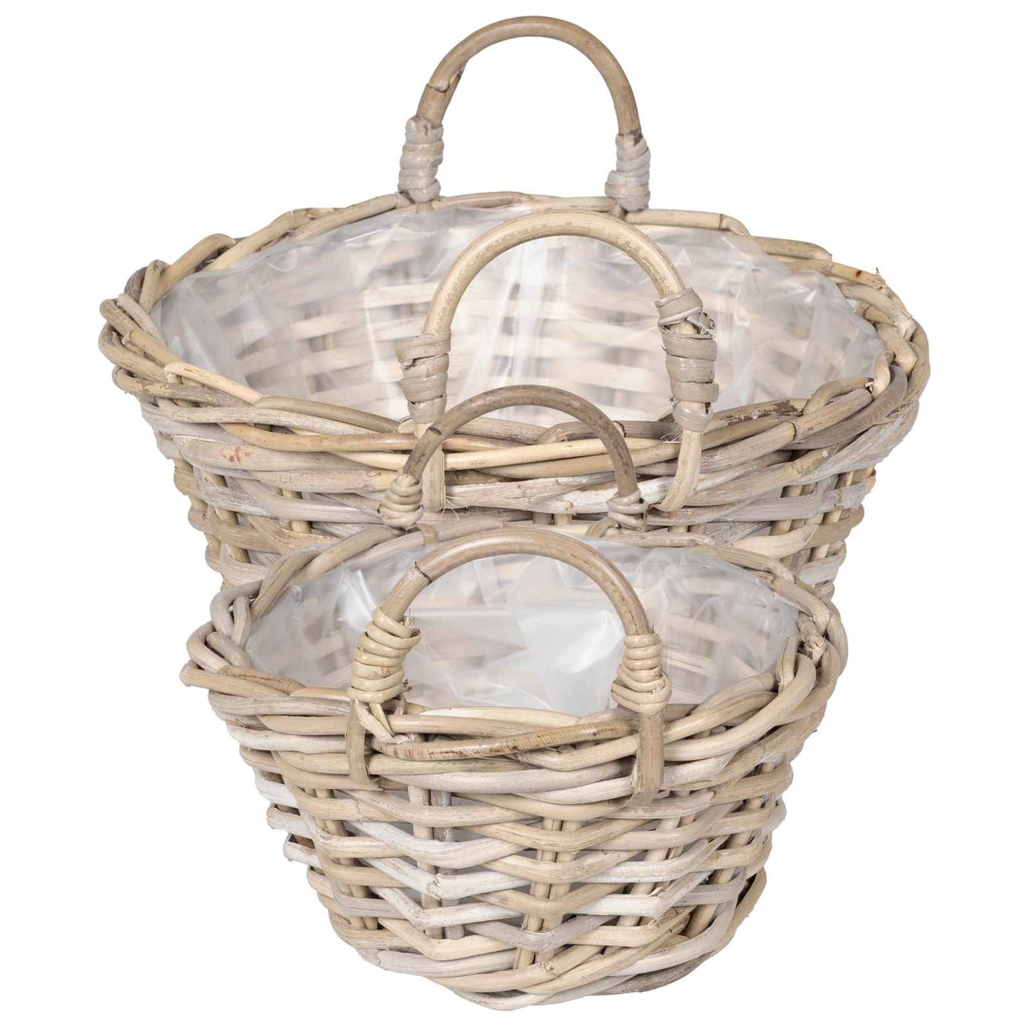 Plantenmand met opslag 2 st Natuurlijk grijs Kubu Rattan is nu te koop bij PeponiXL, paradijselijk wonen!