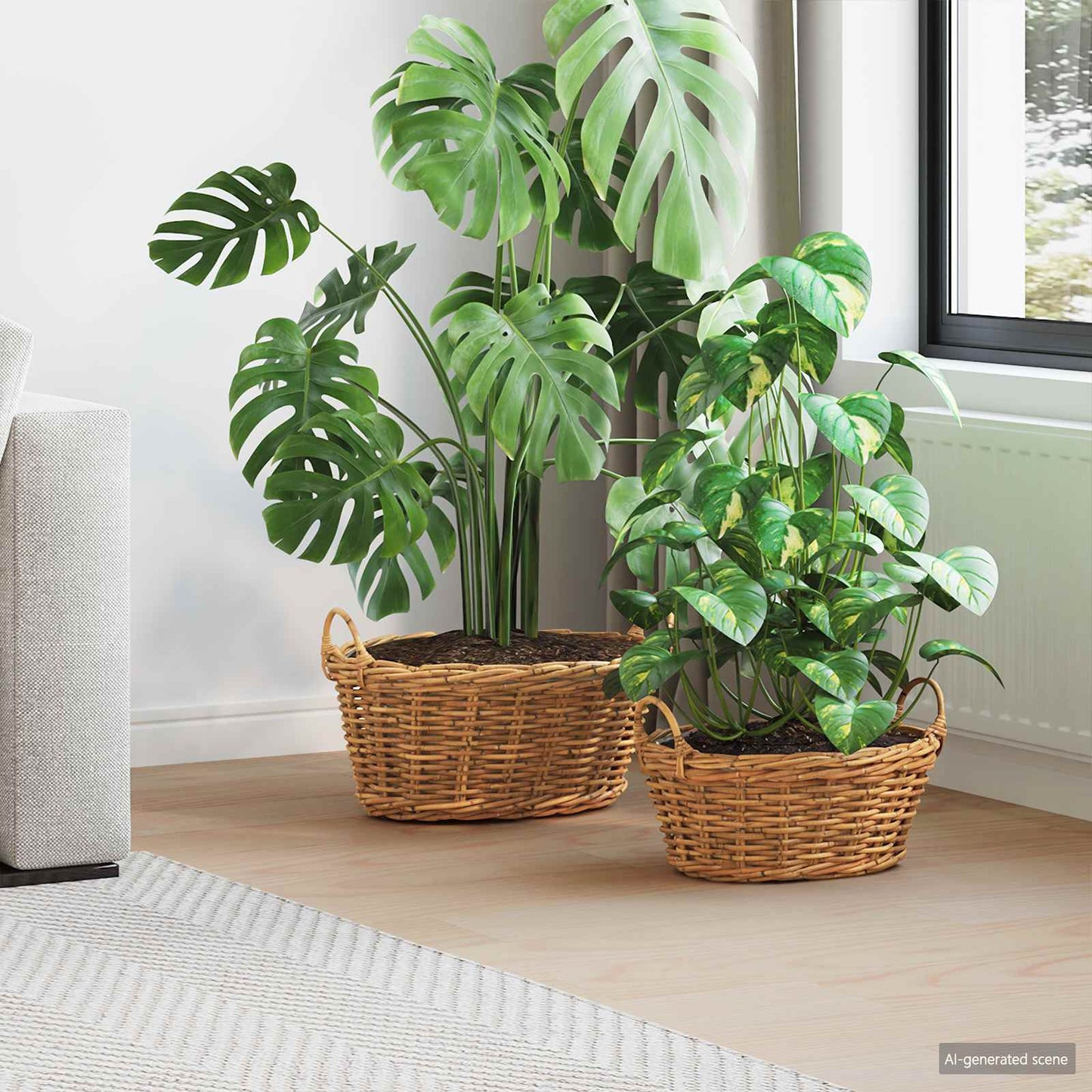 Plantenmand met opslag 2 st Natuurlijk Bruin Kubu Rattan is nu te koop bij PeponiXL, paradijselijk wonen!