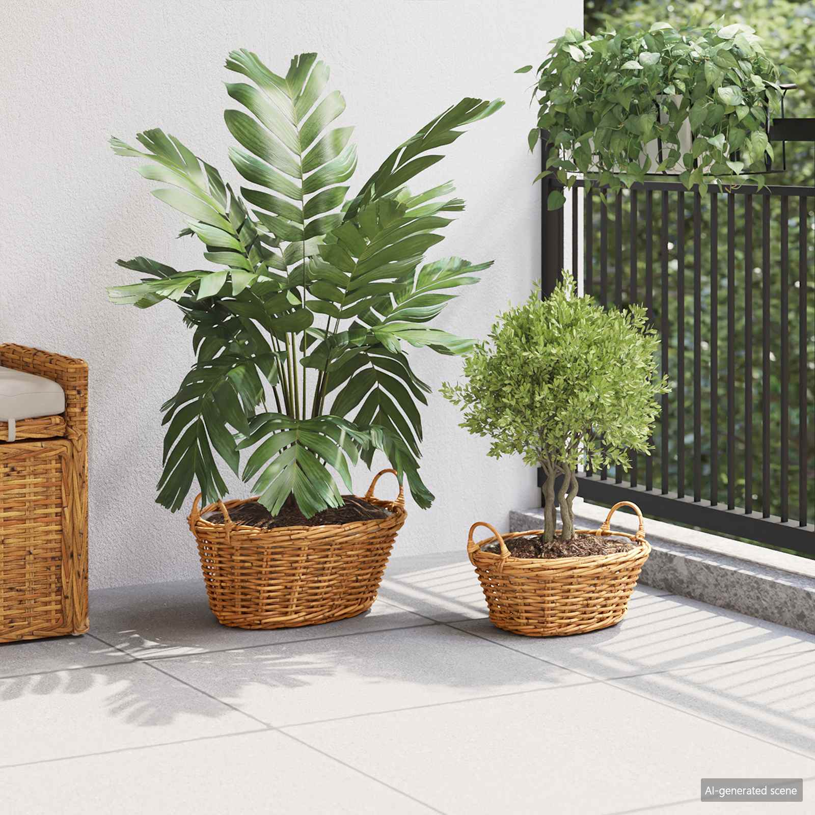 Plantenmand met opslag 2 st Natuurlijk Bruin Kubu Rattan is nu te koop bij PeponiXL, paradijselijk wonen!