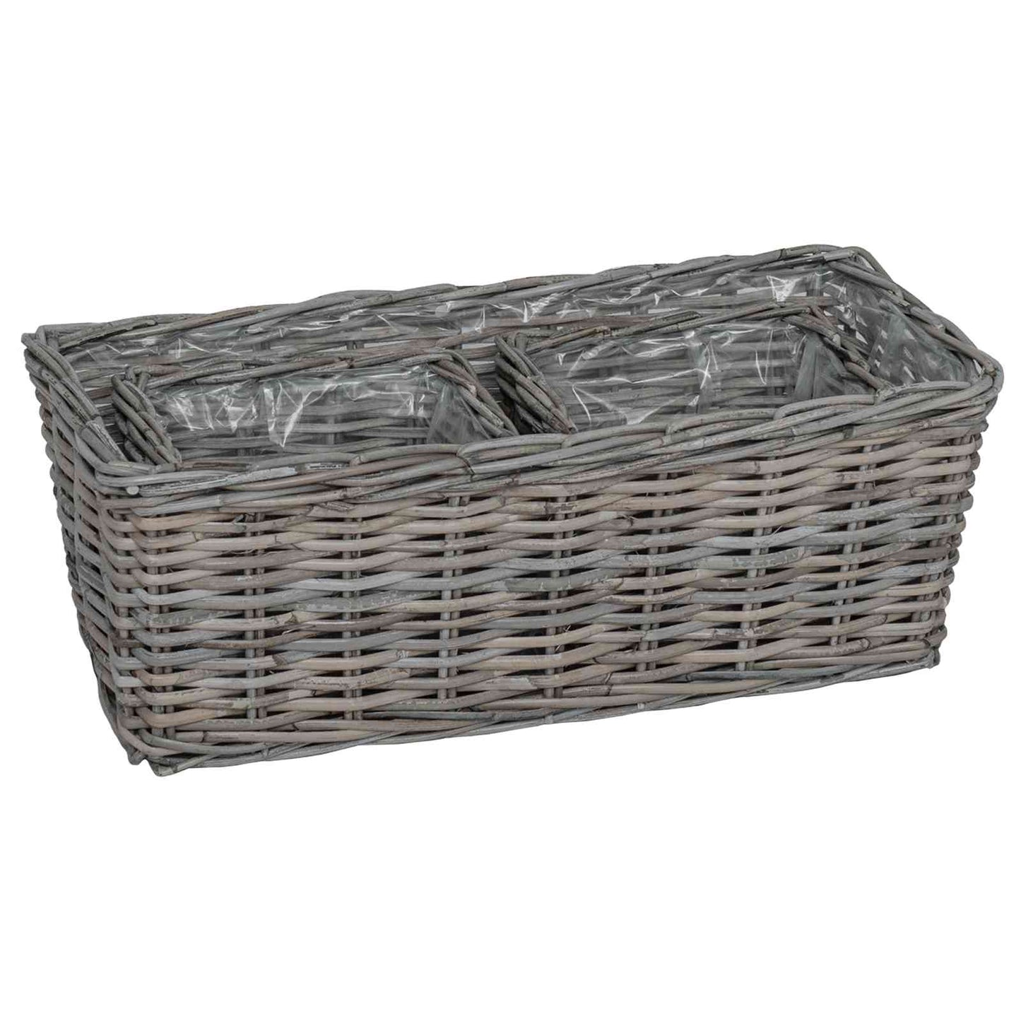 Plantenmand met opslag 3 pcs Grijs Kubu Rattan is nu te koop bij PeponiXL, paradijselijk wonen!