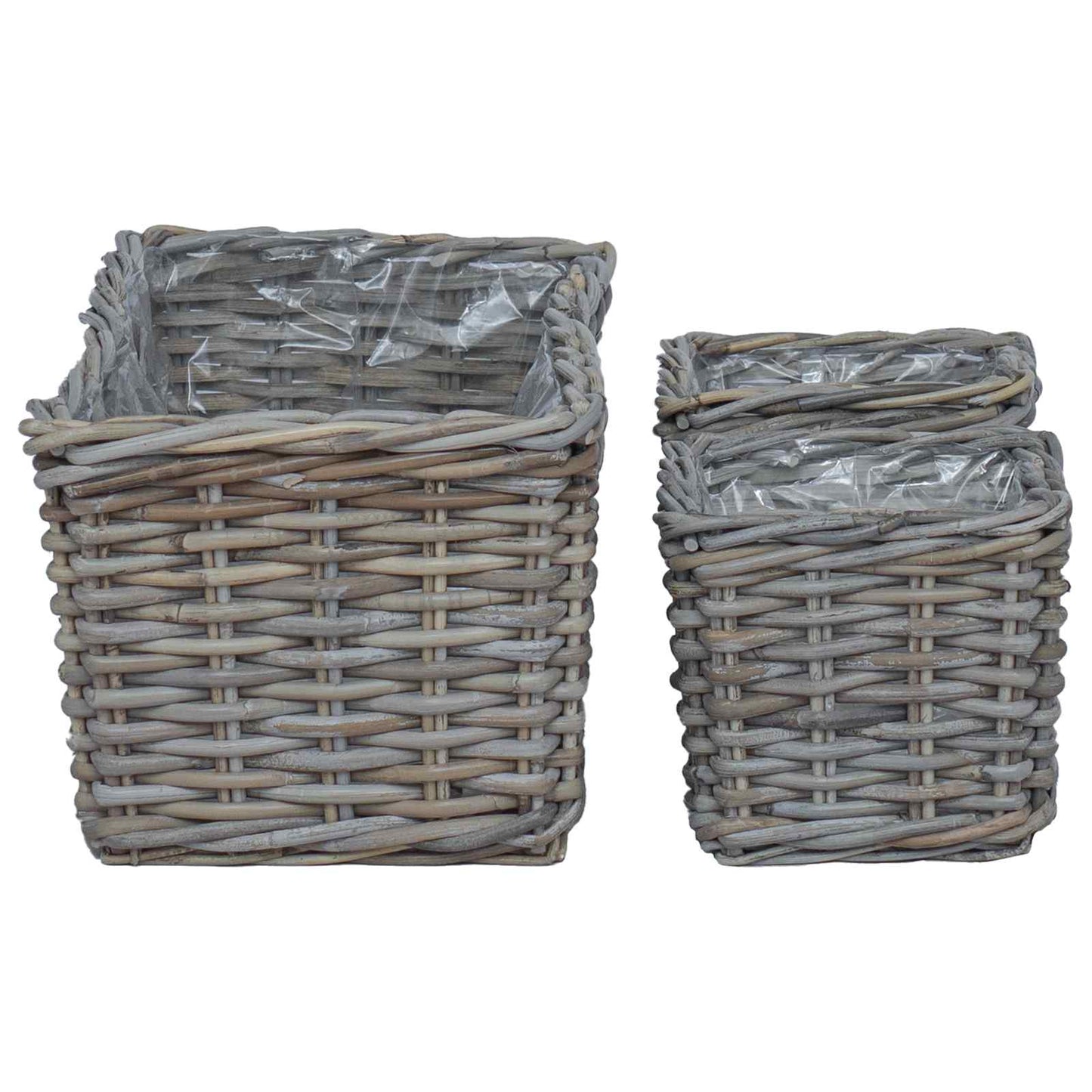 Plantenmand met opslag 3 pcs Grijs Kubu Rattan is nu te koop bij PeponiXL, paradijselijk wonen!
