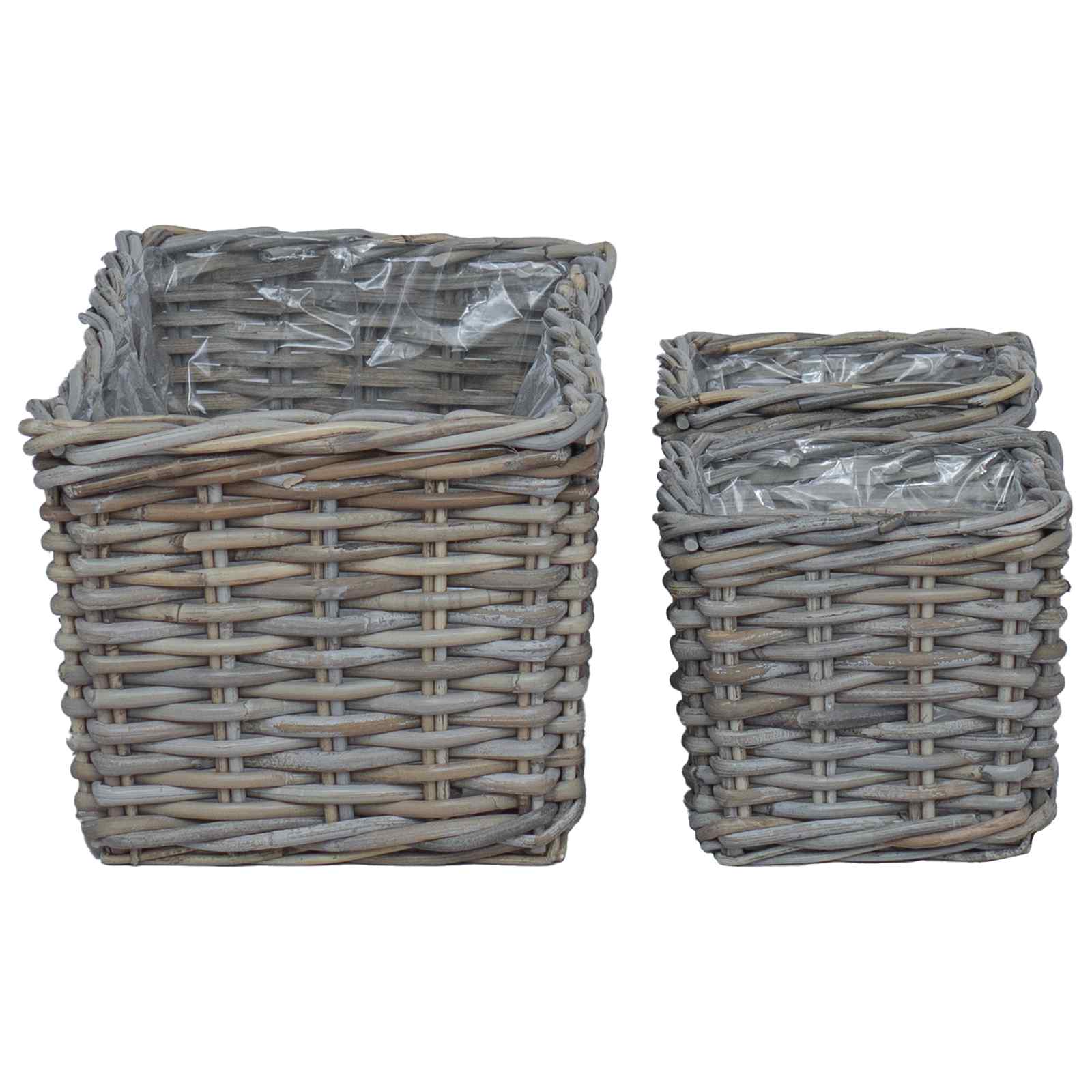 Plantenmand met opslag 3 pcs Grijs Kubu Rattan is nu te koop bij PeponiXL, paradijselijk wonen!