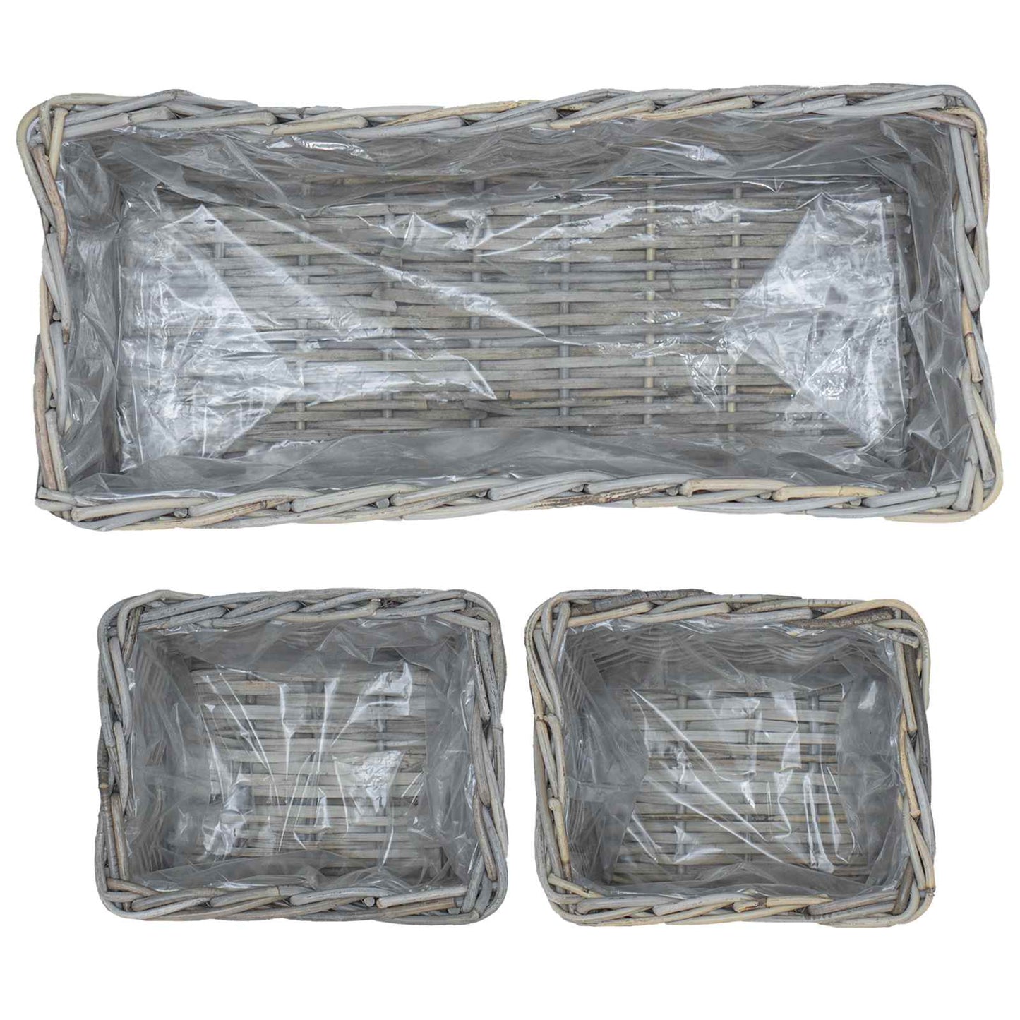 Plantenmand met opslag 3 pcs Grijs Kubu Rattan is nu te koop bij PeponiXL, paradijselijk wonen!