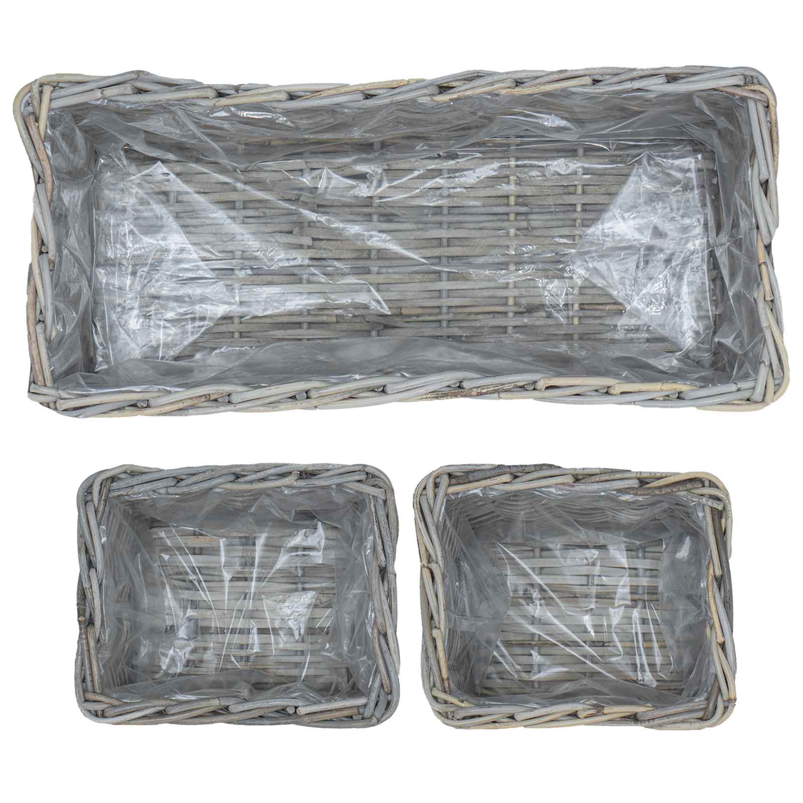 Plantenmand met opslag 3 pcs Grijs Kubu Rattan is nu te koop bij PeponiXL, paradijselijk wonen!