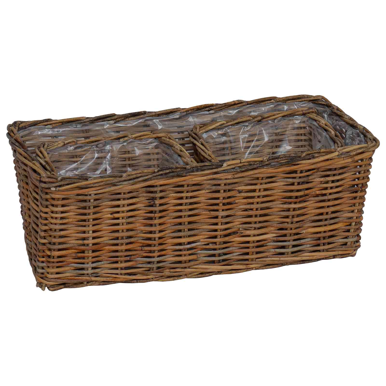 Plantenmand met opslag 3 pcs Bruin Kubu Rattan is nu te koop bij PeponiXL, paradijselijk wonen!