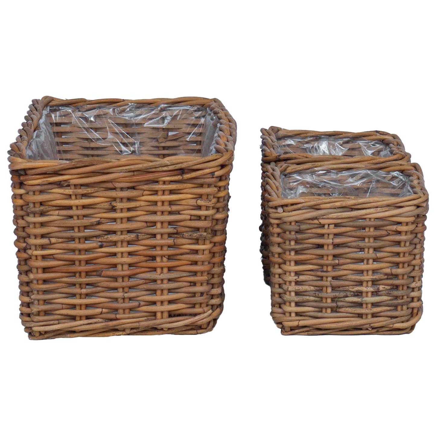 Plantenmand met opslag 3 pcs Bruin Kubu Rattan is nu te koop bij PeponiXL, paradijselijk wonen!