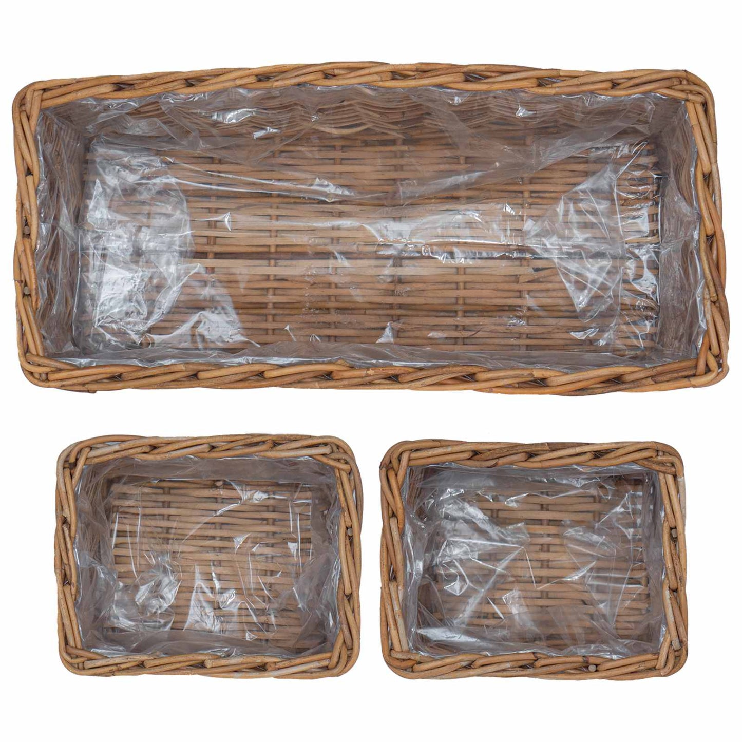 Plantenmand met opslag 3 pcs Bruin Kubu Rattan is nu te koop bij PeponiXL, paradijselijk wonen!