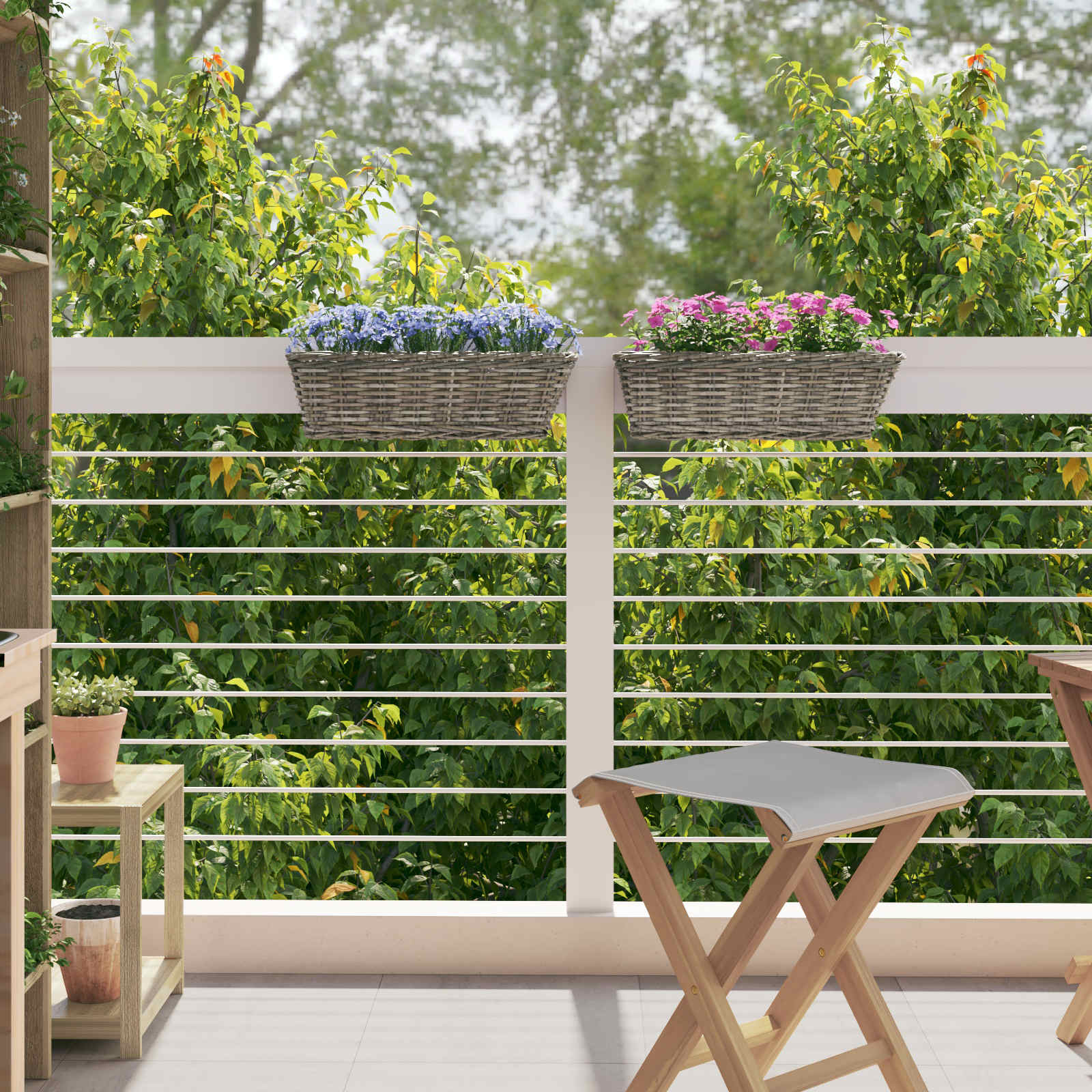 Hangende Bloempot Mand 2 pcs Grijs 48 x 22 x 15 cm Lacak Riet is nu te koop bij PeponiXL, paradijselijk wonen!
