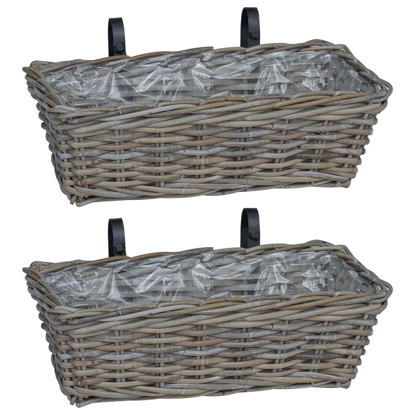 Hangende Bloempot Mand 2 pcs Grijs 48 x 22 x 15 cm Lacak Riet is nu te koop bij PeponiXL, paradijselijk wonen!