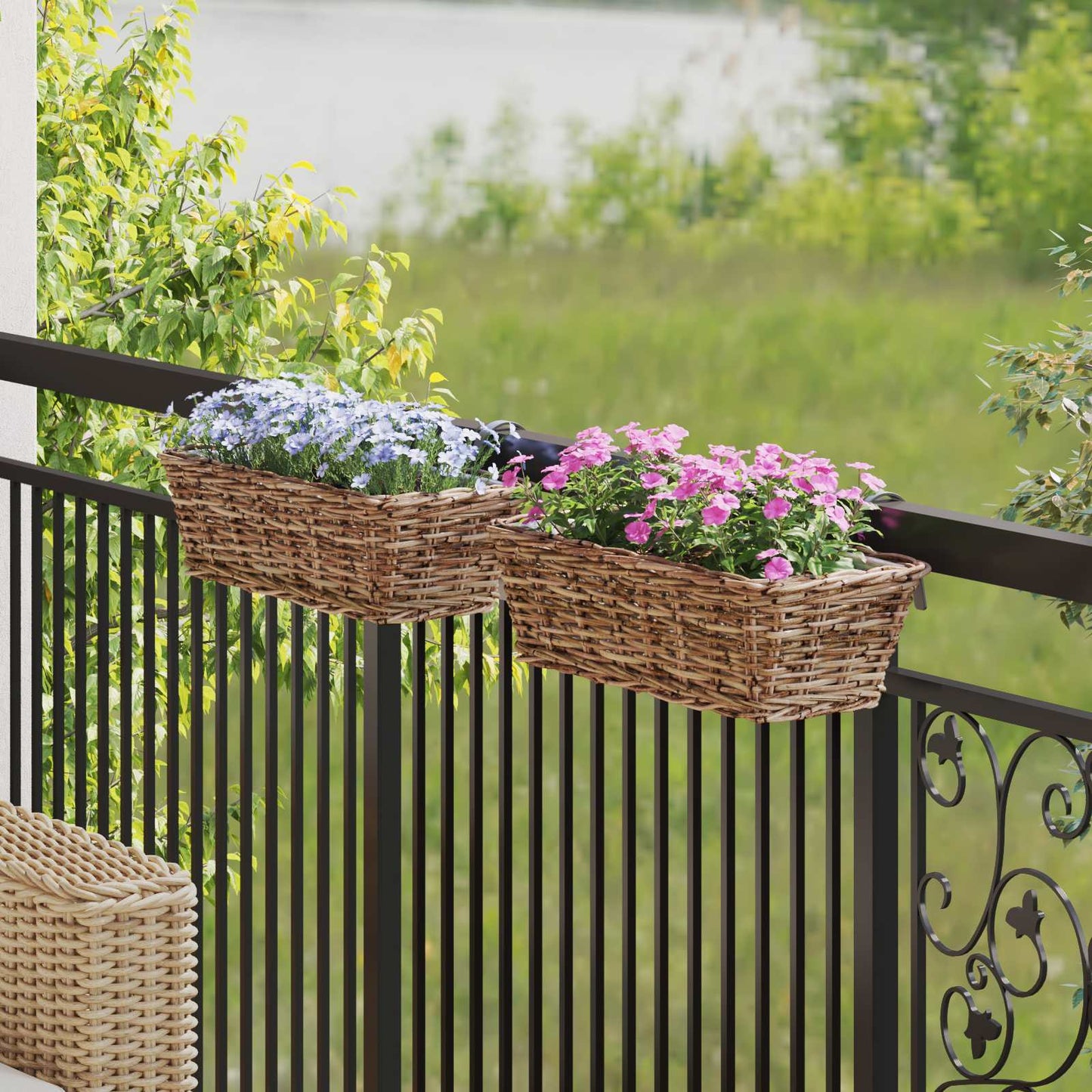 Hangende Bloempot Mand 2 pcs Bruin 48 x 22 x 15 cm Lacak Riet is nu te koop bij PeponiXL, paradijselijk wonen!