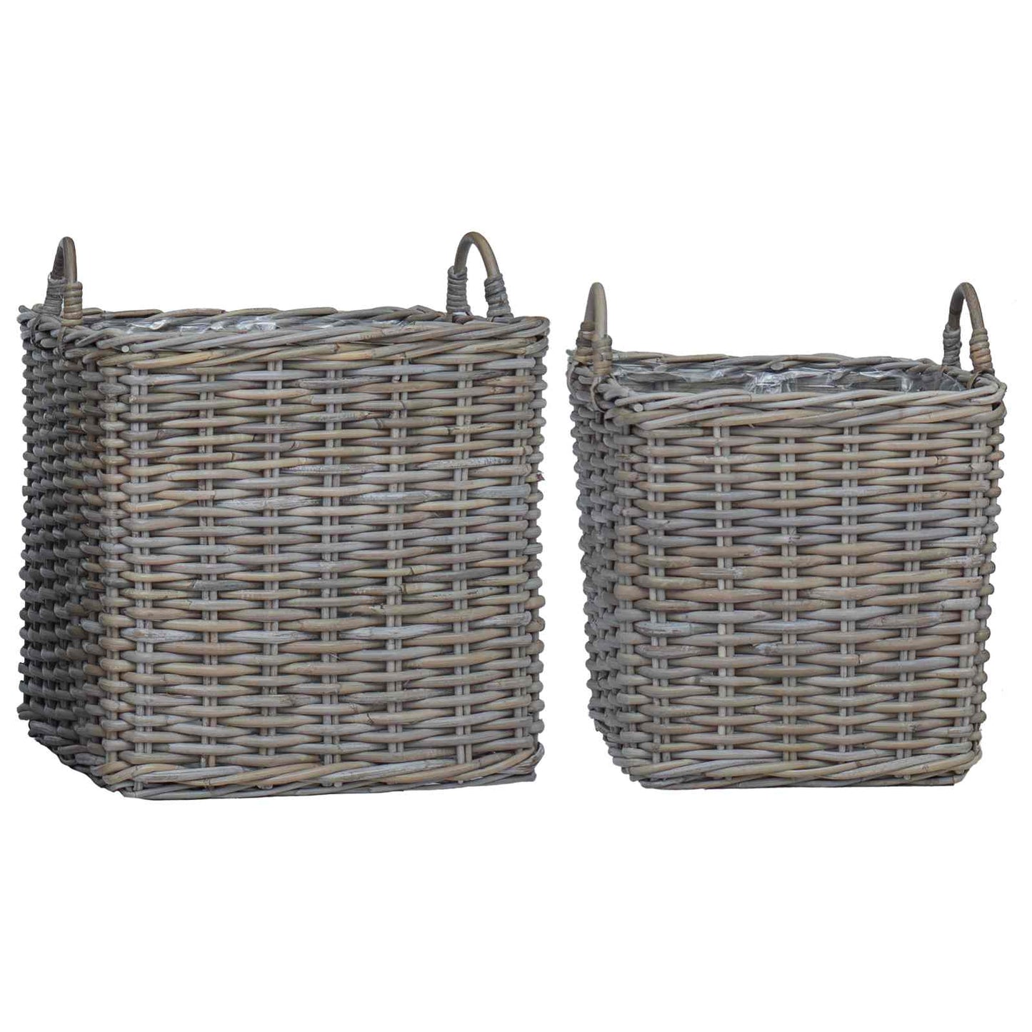 Plantenmand met opslag 2 pcs Grijs Lacak Riet is nu te koop bij PeponiXL, paradijselijk wonen!