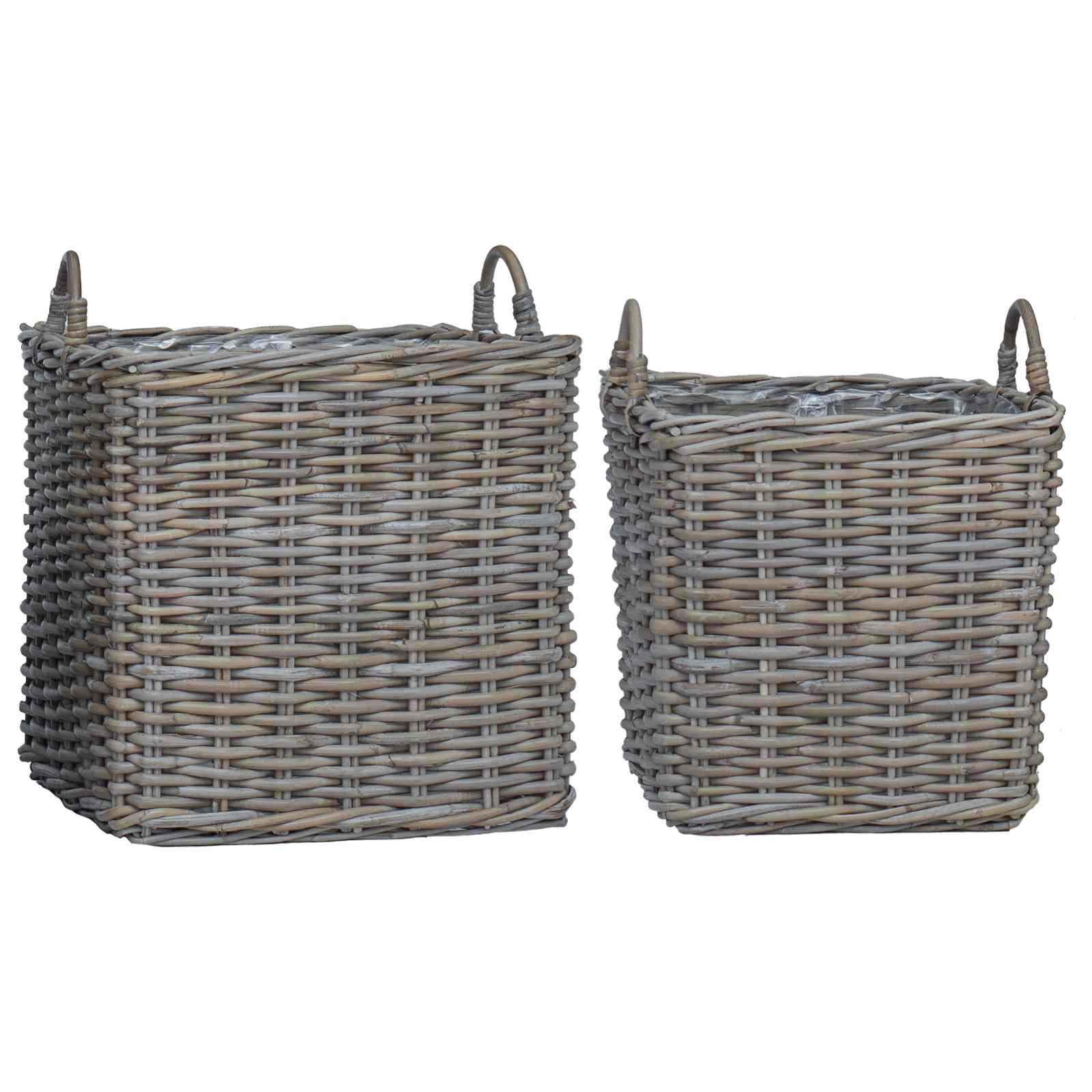 Plantenmand met opslag 2 pcs Grijs Lacak Riet is nu te koop bij PeponiXL, paradijselijk wonen!