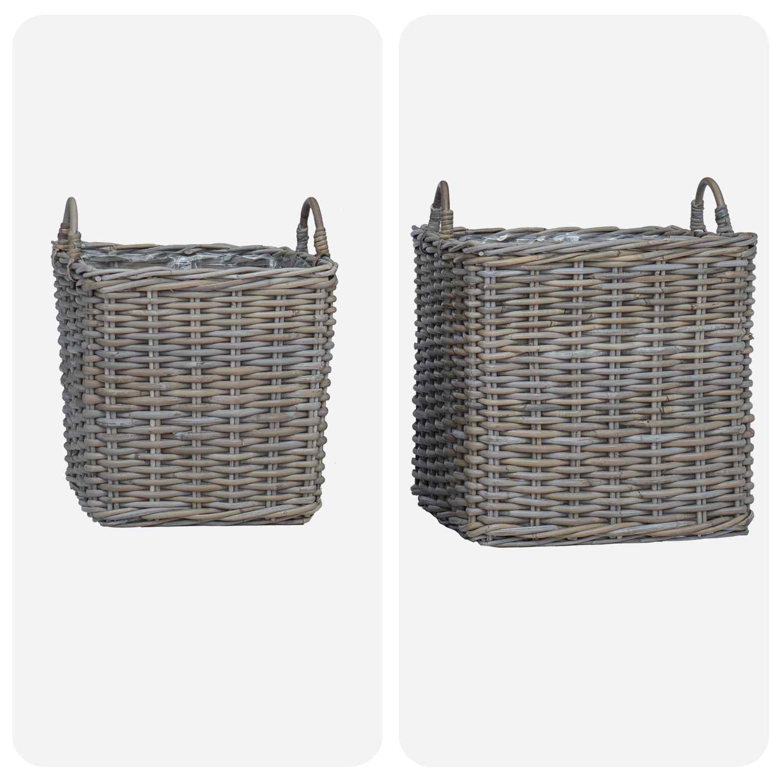 Plantenmand met opslag 2 pcs Grijs Lacak Riet is nu te koop bij PeponiXL, paradijselijk wonen!