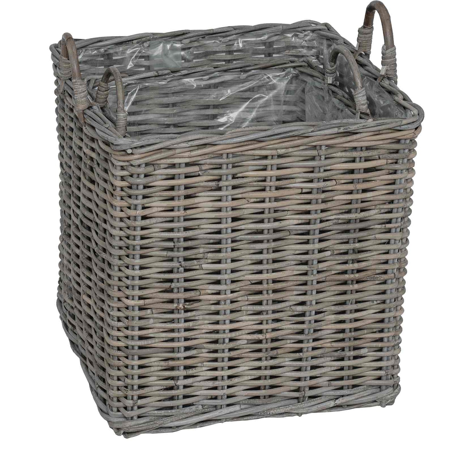 Plantenmand met opslag 2 pcs Grijs Lacak Riet is nu te koop bij PeponiXL, paradijselijk wonen!