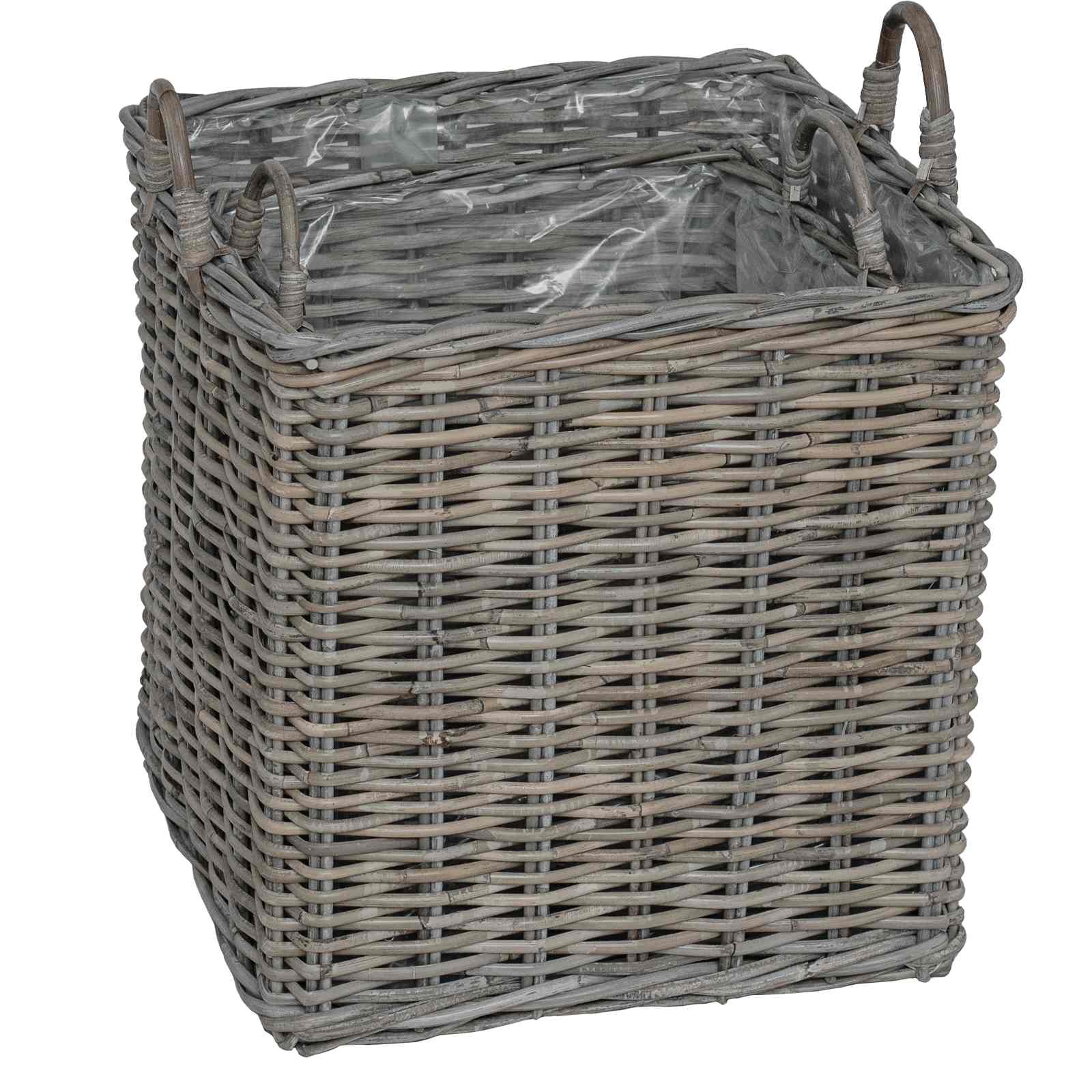 Plantenmand met opslag 2 pcs Grijs Lacak Riet is nu te koop bij PeponiXL, paradijselijk wonen!