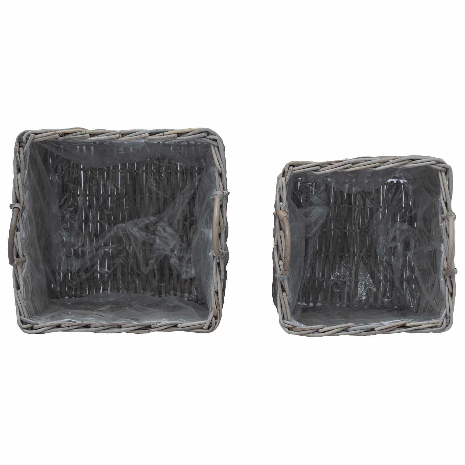 Plantenmand met opslag 2 pcs Grijs Lacak Riet is nu te koop bij PeponiXL, paradijselijk wonen!