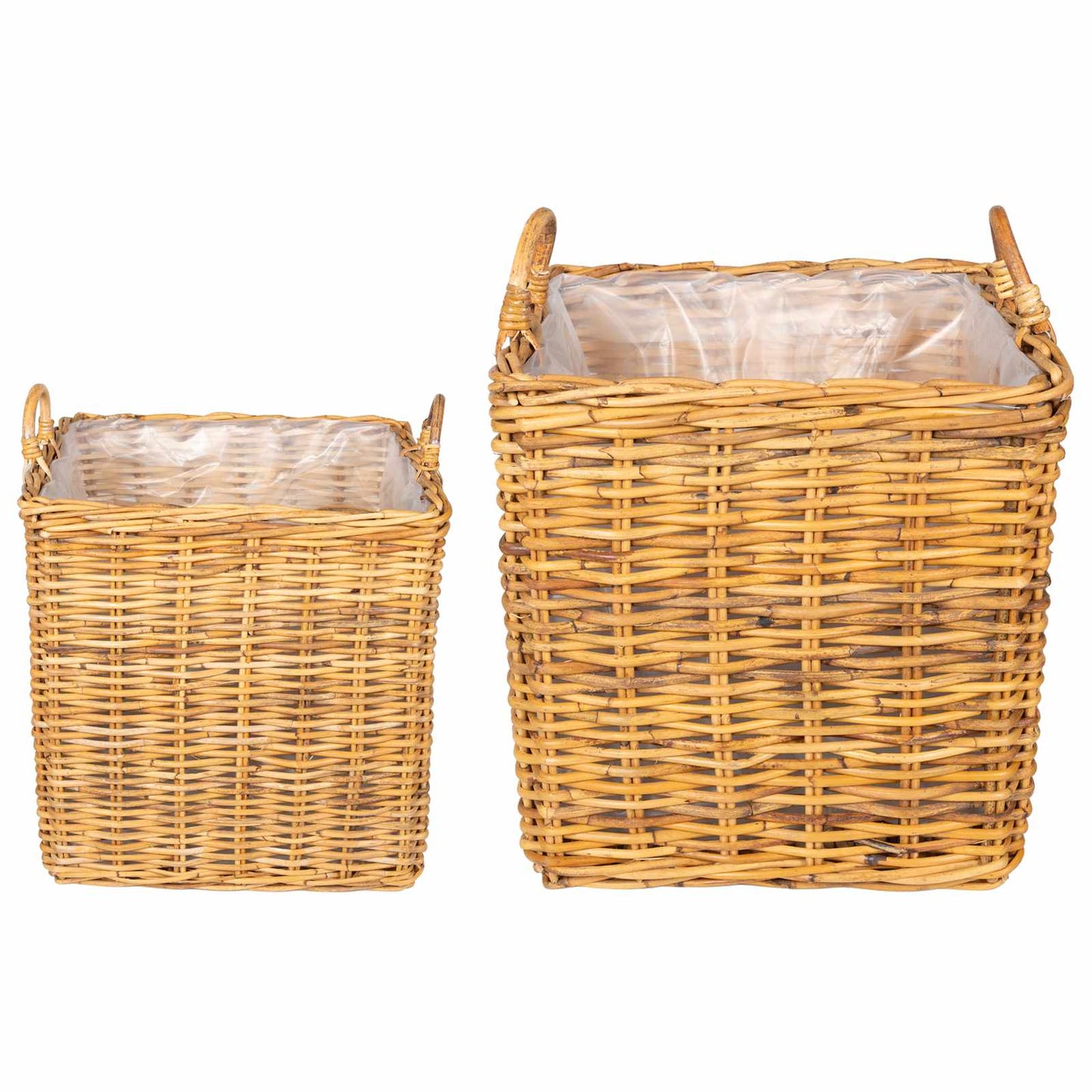 Plantenmand met opslag 2 st Natuurlijk Bruin Kubu Rattan is nu te koop bij PeponiXL, paradijselijk wonen!