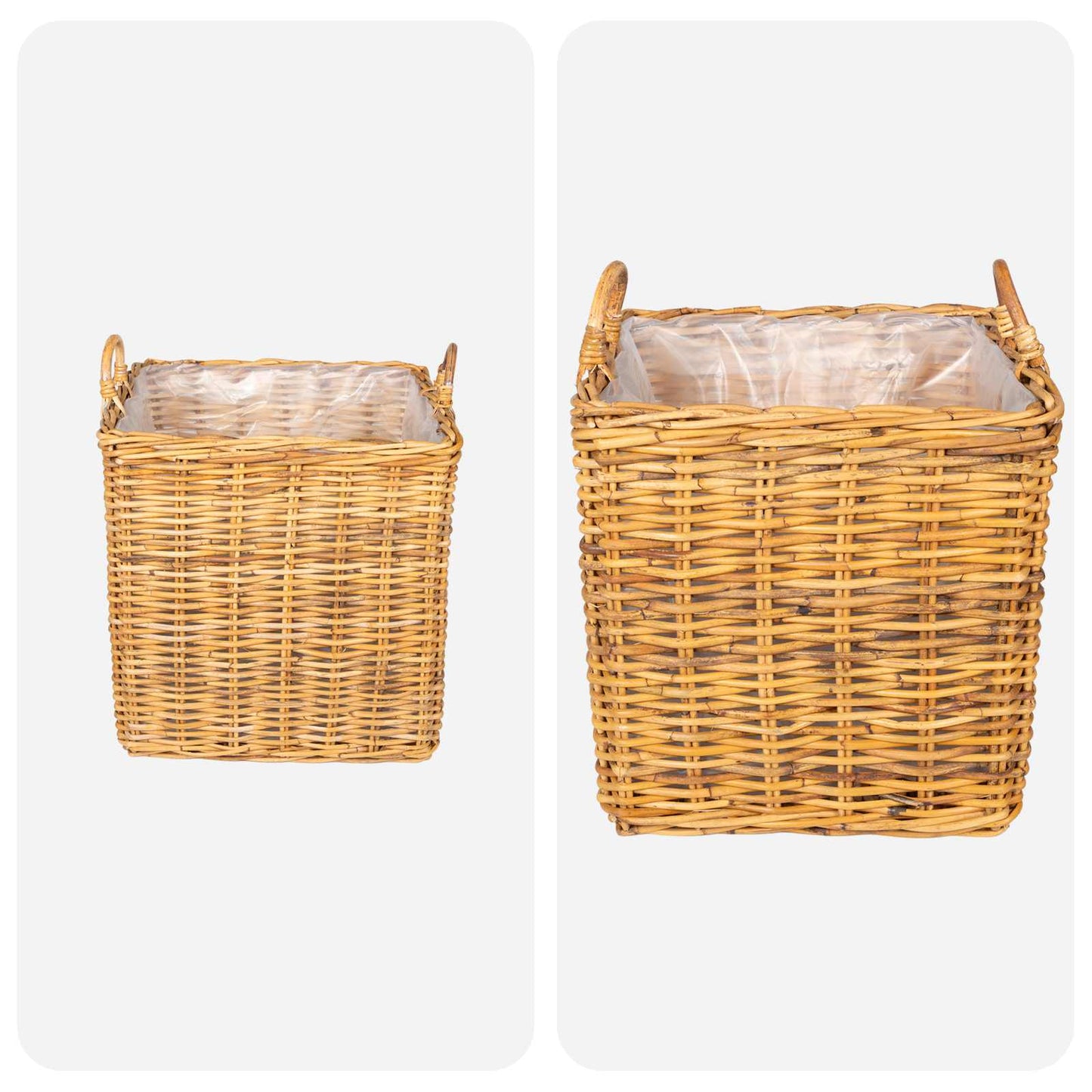 Plantenmand met opslag 2 st Natuurlijk Bruin Kubu Rattan is nu te koop bij PeponiXL, paradijselijk wonen!