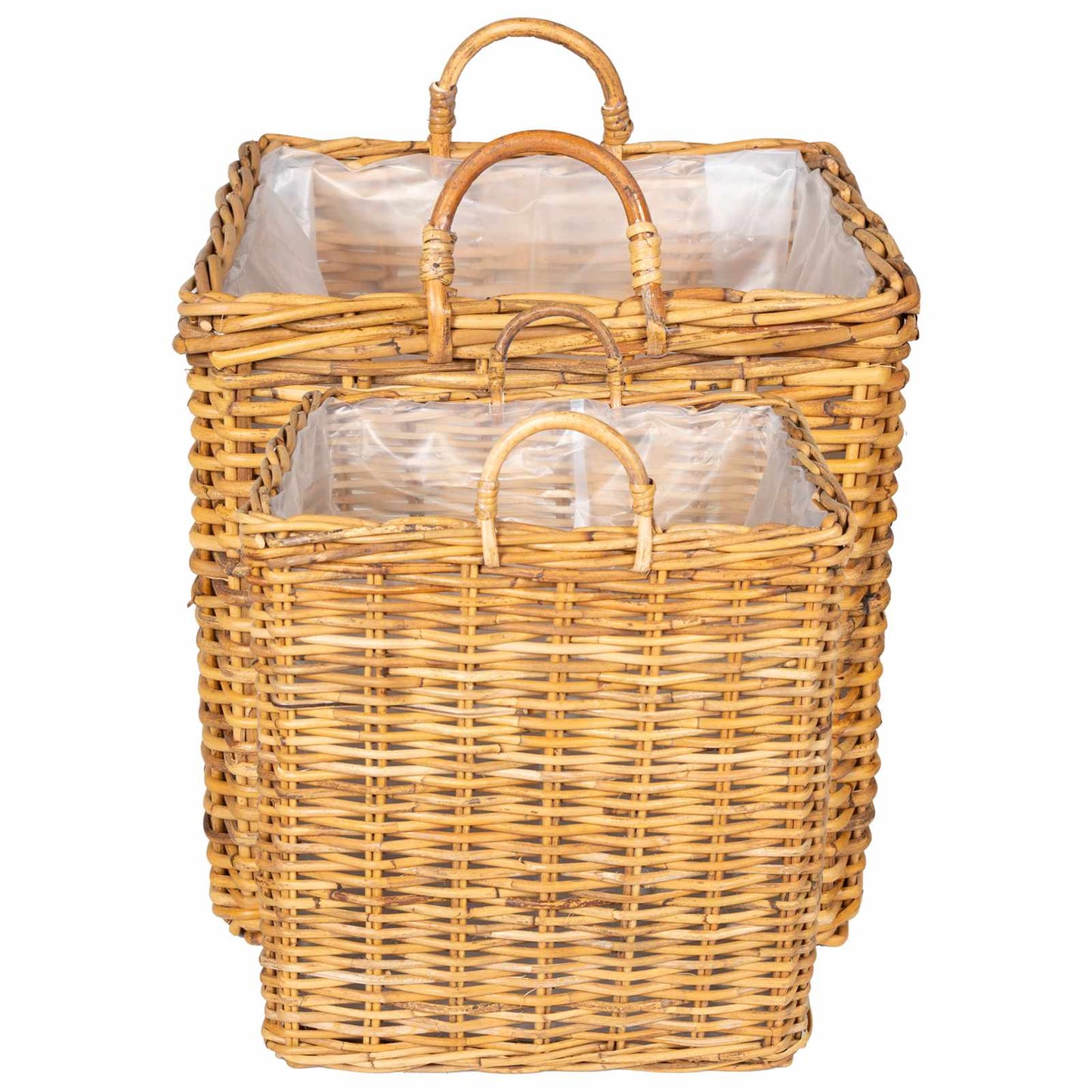 Plantenmand met opslag 2 st Natuurlijk Bruin Kubu Rattan is nu te koop bij PeponiXL, paradijselijk wonen!
