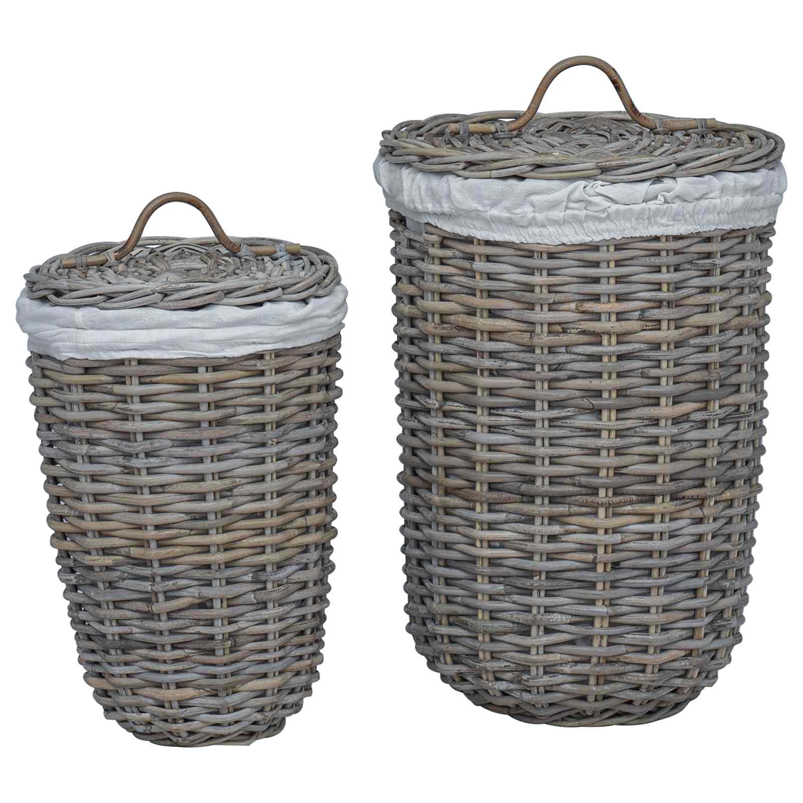 Wasmand met deksel 2 pcs Kubu grijs Kubu Rattan is nu te koop bij PeponiXL, paradijselijk wonen!