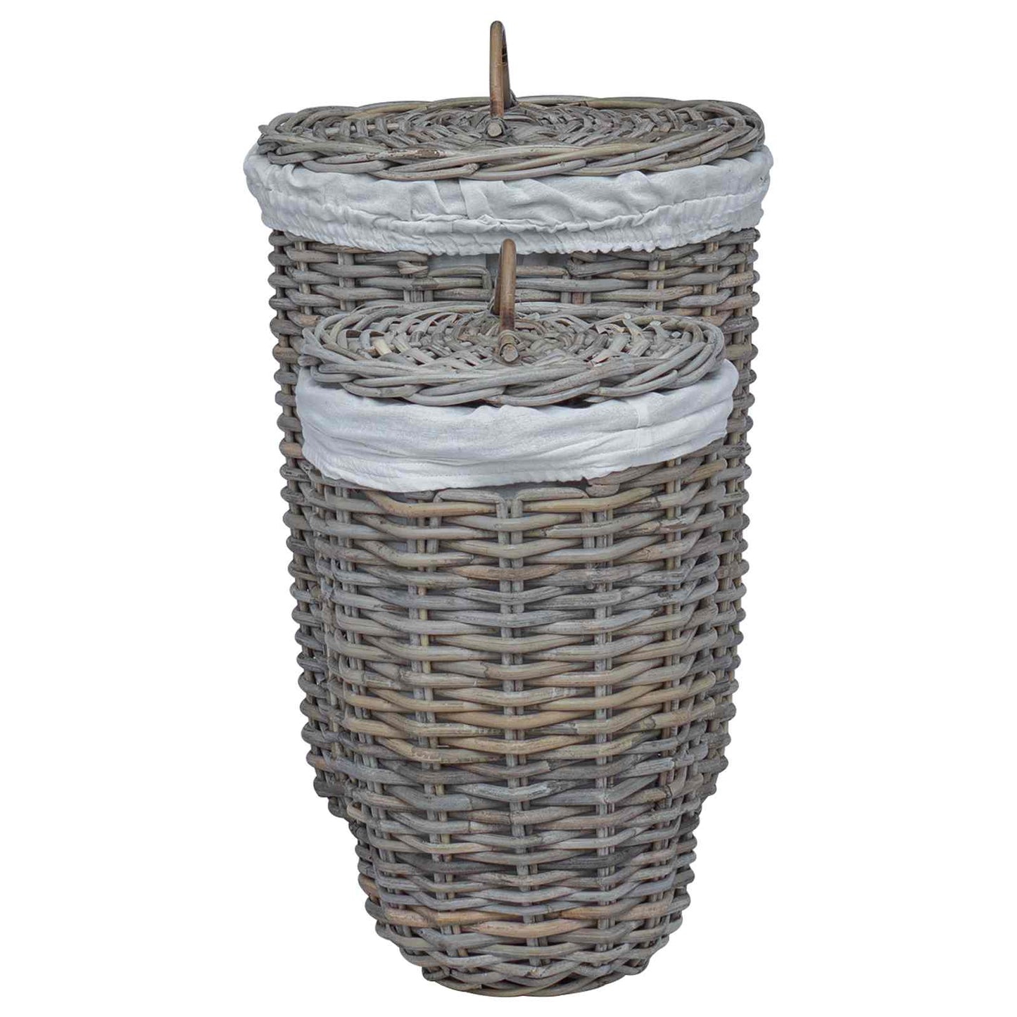 Wasmand met deksel 2 pcs Kubu grijs Kubu Rattan is nu te koop bij PeponiXL, paradijselijk wonen!