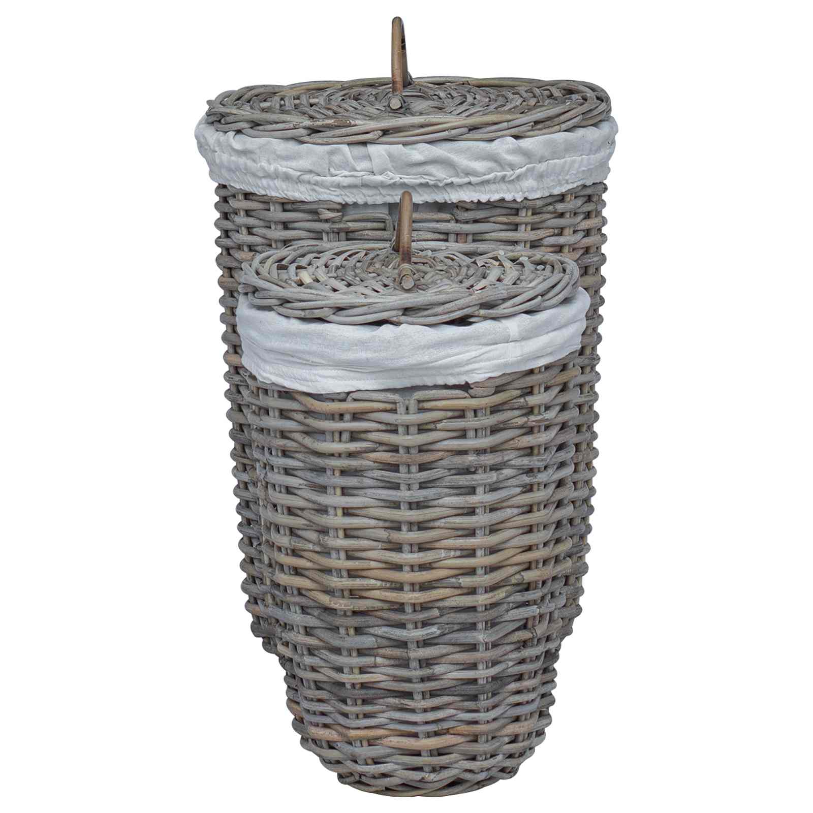 Wasmand met deksel 2 pcs Kubu grijs Kubu Rattan is nu te koop bij PeponiXL, paradijselijk wonen!