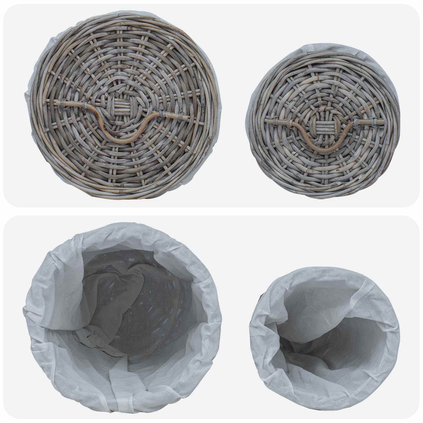 Wasmand met deksel 2 pcs Kubu grijs Kubu Rattan is nu te koop bij PeponiXL, paradijselijk wonen!