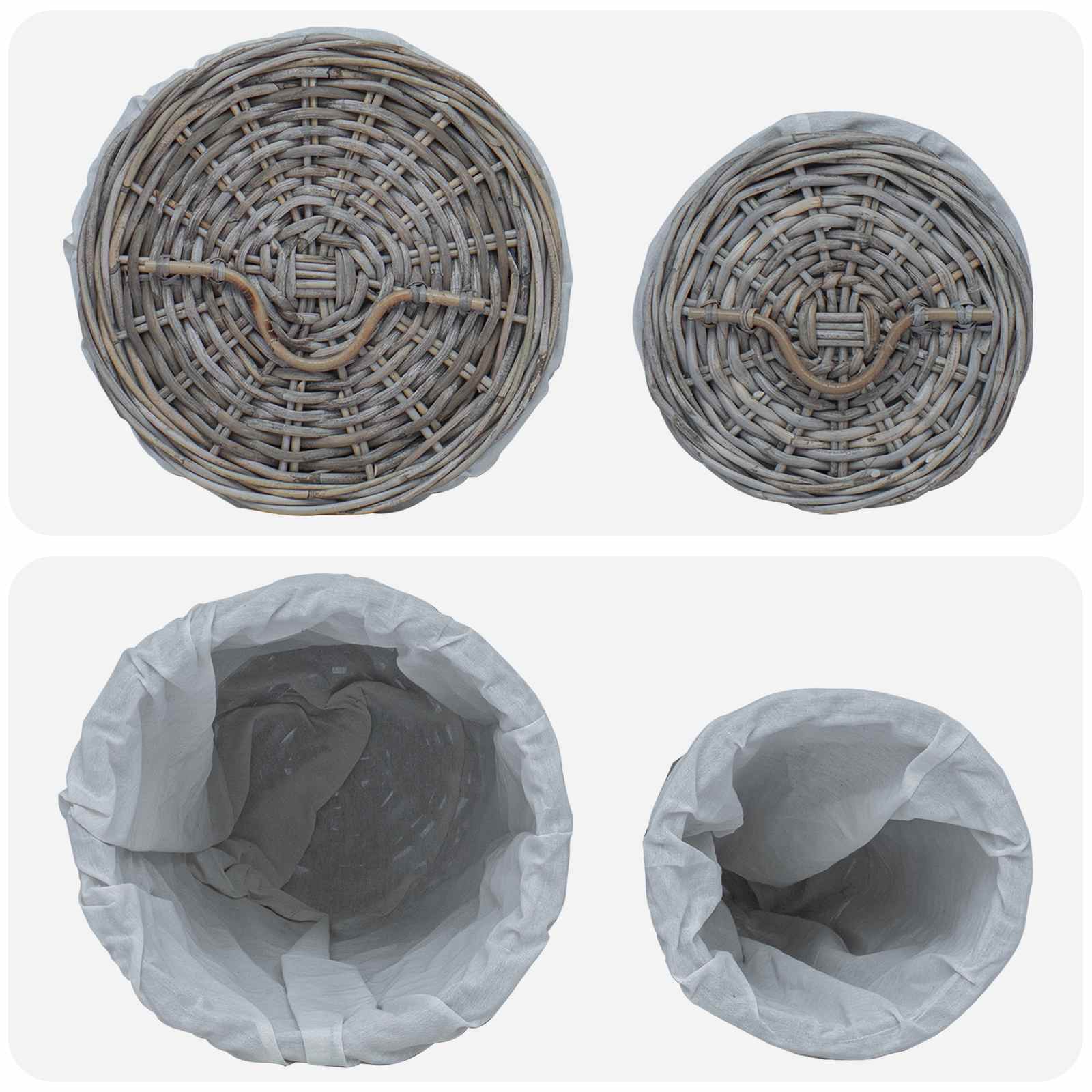 Wasmand met deksel 2 pcs Kubu grijs Kubu Rattan is nu te koop bij PeponiXL, paradijselijk wonen!