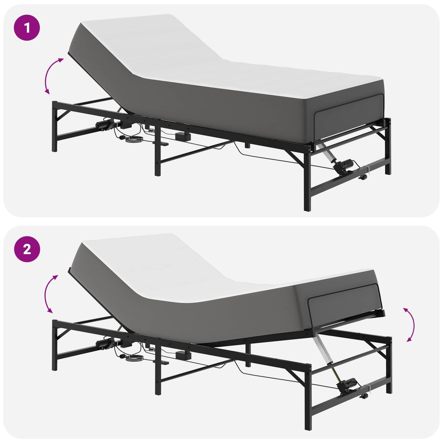 Elektrisch Verstelbaar Bedframe Zwart 100 x 200 cm Staal