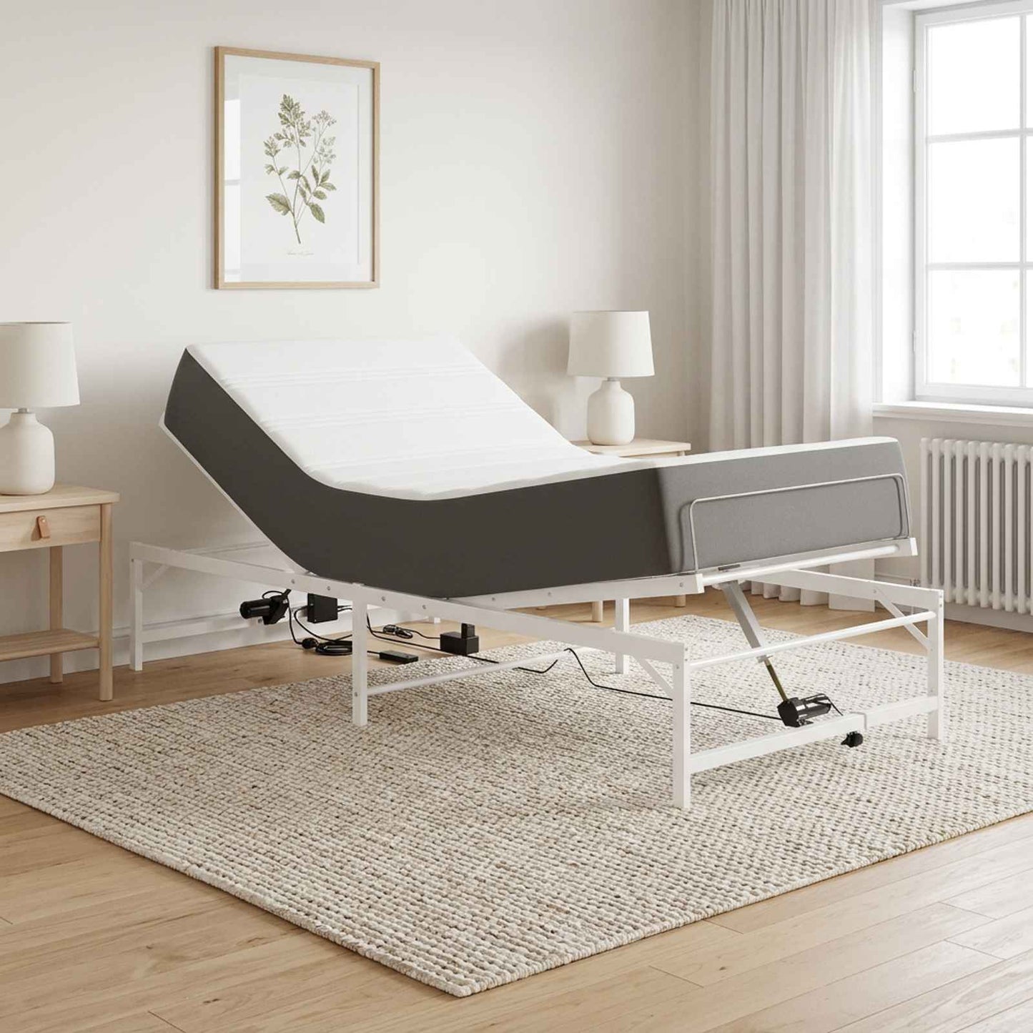 Elektrisch Verstelbaar Bedframe Wit 100 x 190 cm Staal