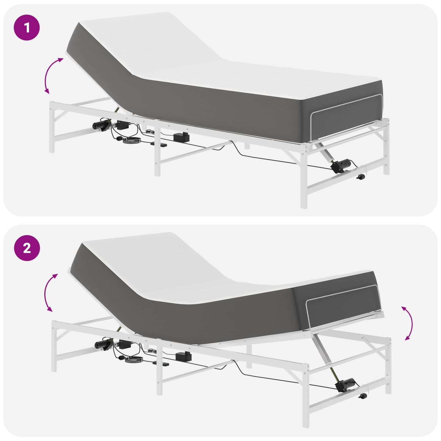 Elektrisch Verstelbaar Bedframe Wit 100 x 190 cm Staal