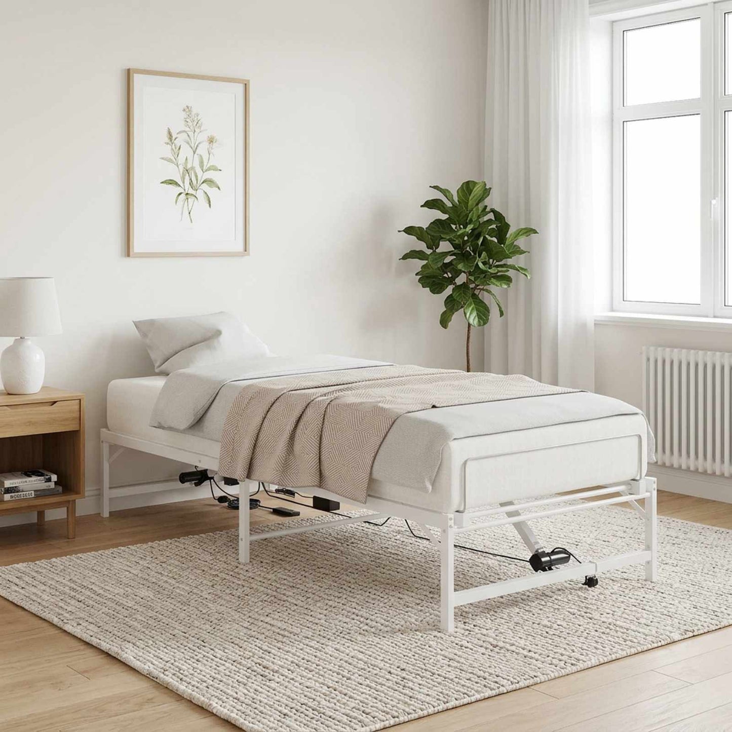Elektrisch Verstelbaar Bedframe Wit 100 x 200 cm Staal