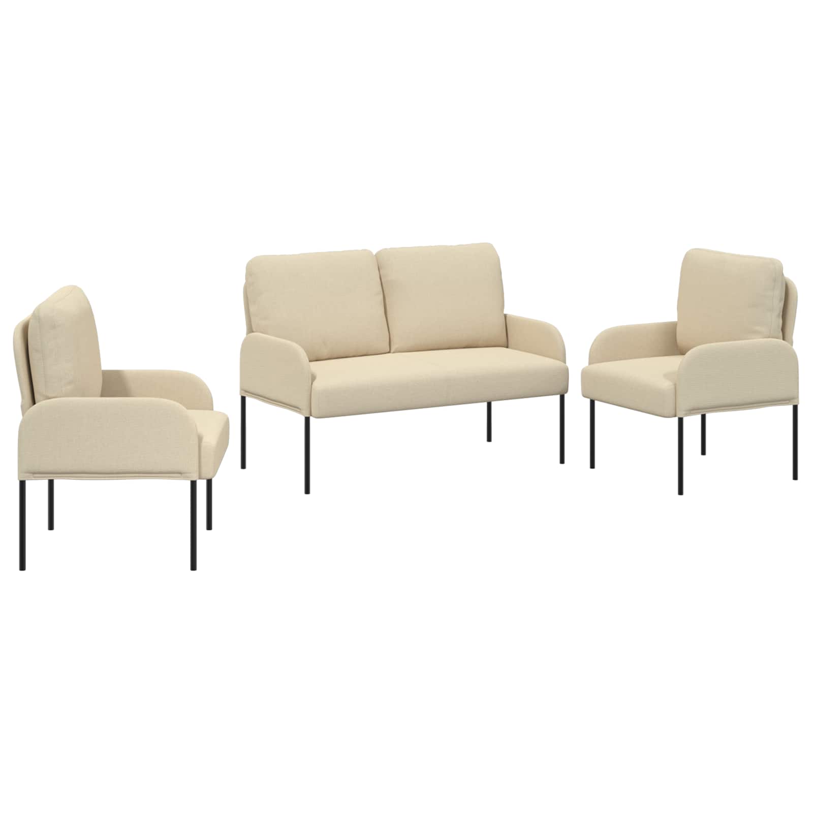 Sofa-Sets met kussen 3 pcs Crème 115 x 56 x 80 cm Multiplex is nu te koop bij PeponiXL, paradijselijk wonen!