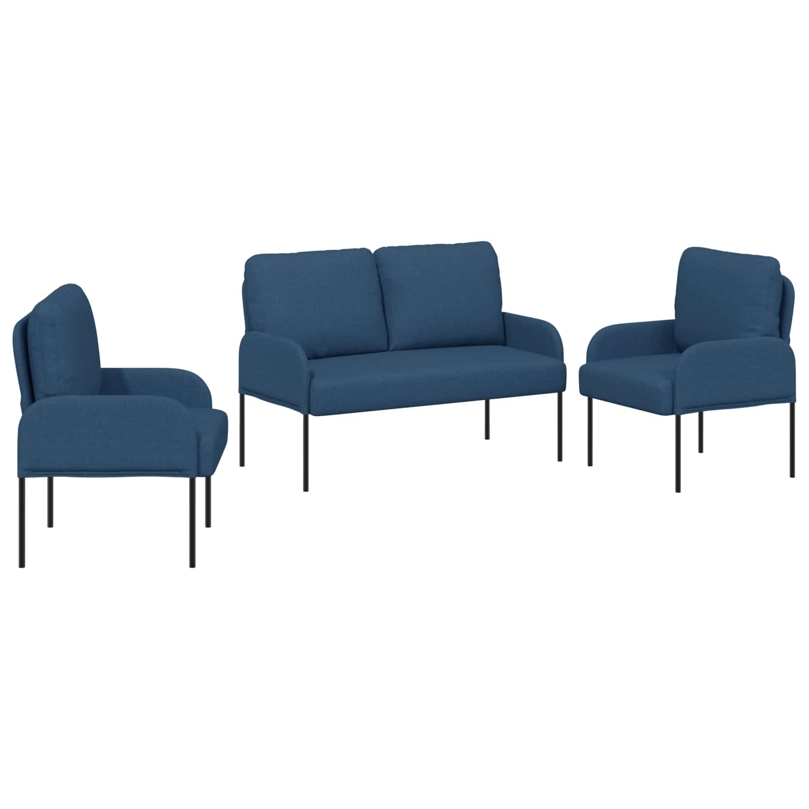 Sofa-Sets met kussen 3 pcs Blauw 115 x 56 x 80 cm Multiplex is nu te koop bij PeponiXL, paradijselijk wonen!
