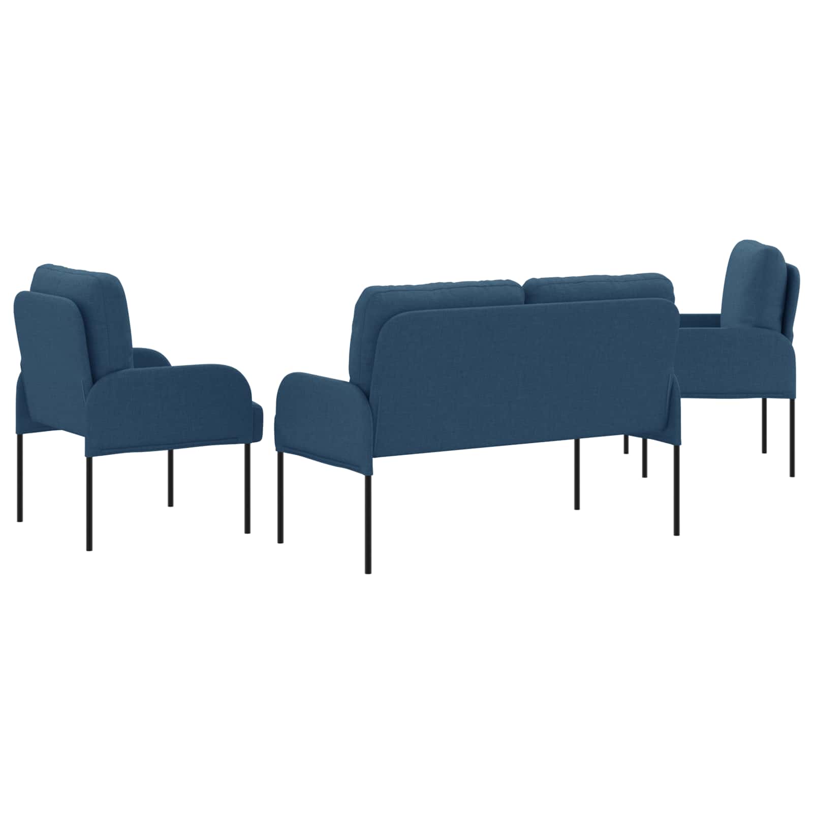 Sofa-Sets met kussen 3 pcs Blauw 115 x 56 x 80 cm Multiplex is nu te koop bij PeponiXL, paradijselijk wonen!
