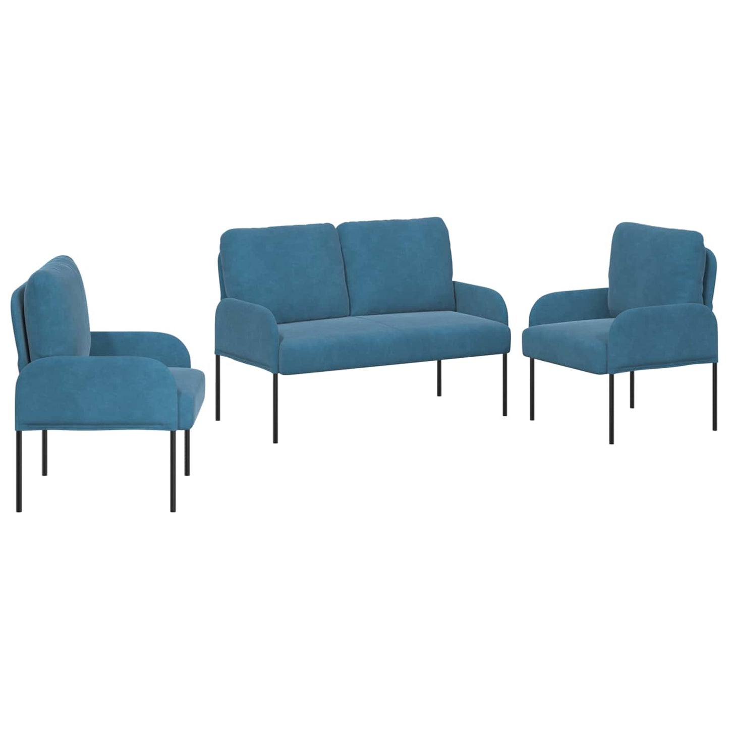 Sofa-Sets met kussen 3 pcs Blauw 115 x 56 x 80 cm Multiplex is nu te koop bij PeponiXL, paradijselijk wonen!