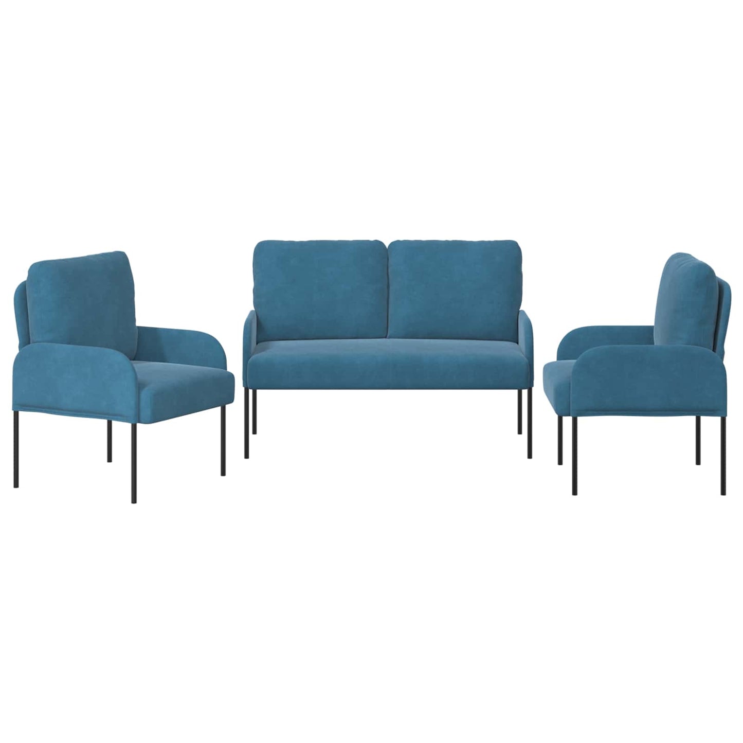 Sofa-Sets met kussen 3 pcs Blauw 115 x 56 x 80 cm Multiplex is nu te koop bij PeponiXL, paradijselijk wonen!