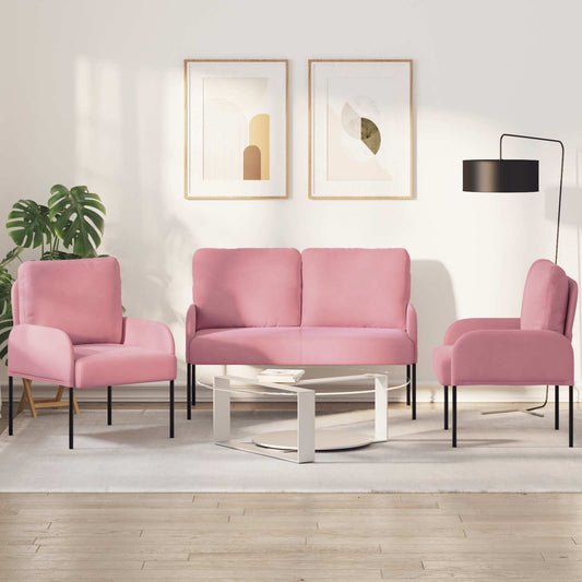 Sofa-Sets met kussen 3 pcs Roze 115 x 56 x 80 cm Multiplex is nu te koop bij PeponiXL, paradijselijk wonen!