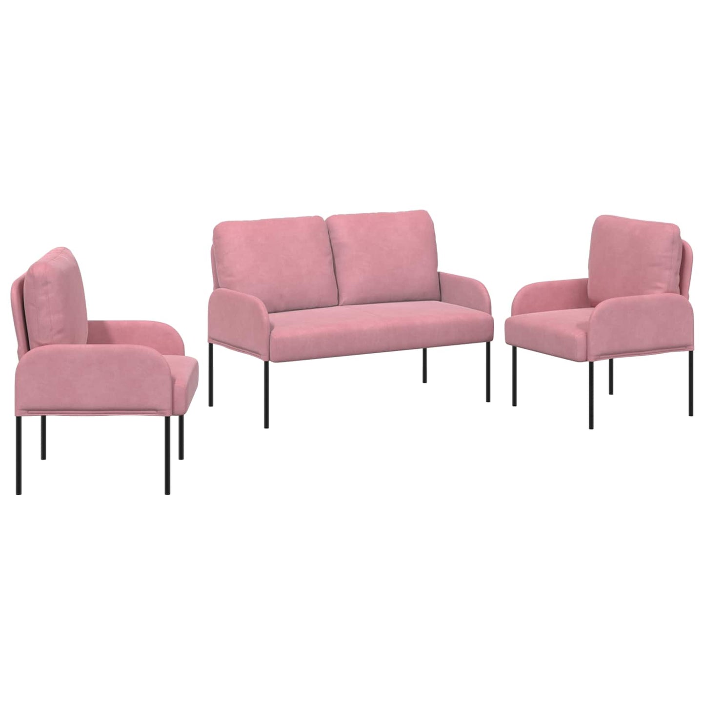 Sofa-Sets met kussen 3 pcs Roze 115 x 56 x 80 cm Multiplex is nu te koop bij PeponiXL, paradijselijk wonen!