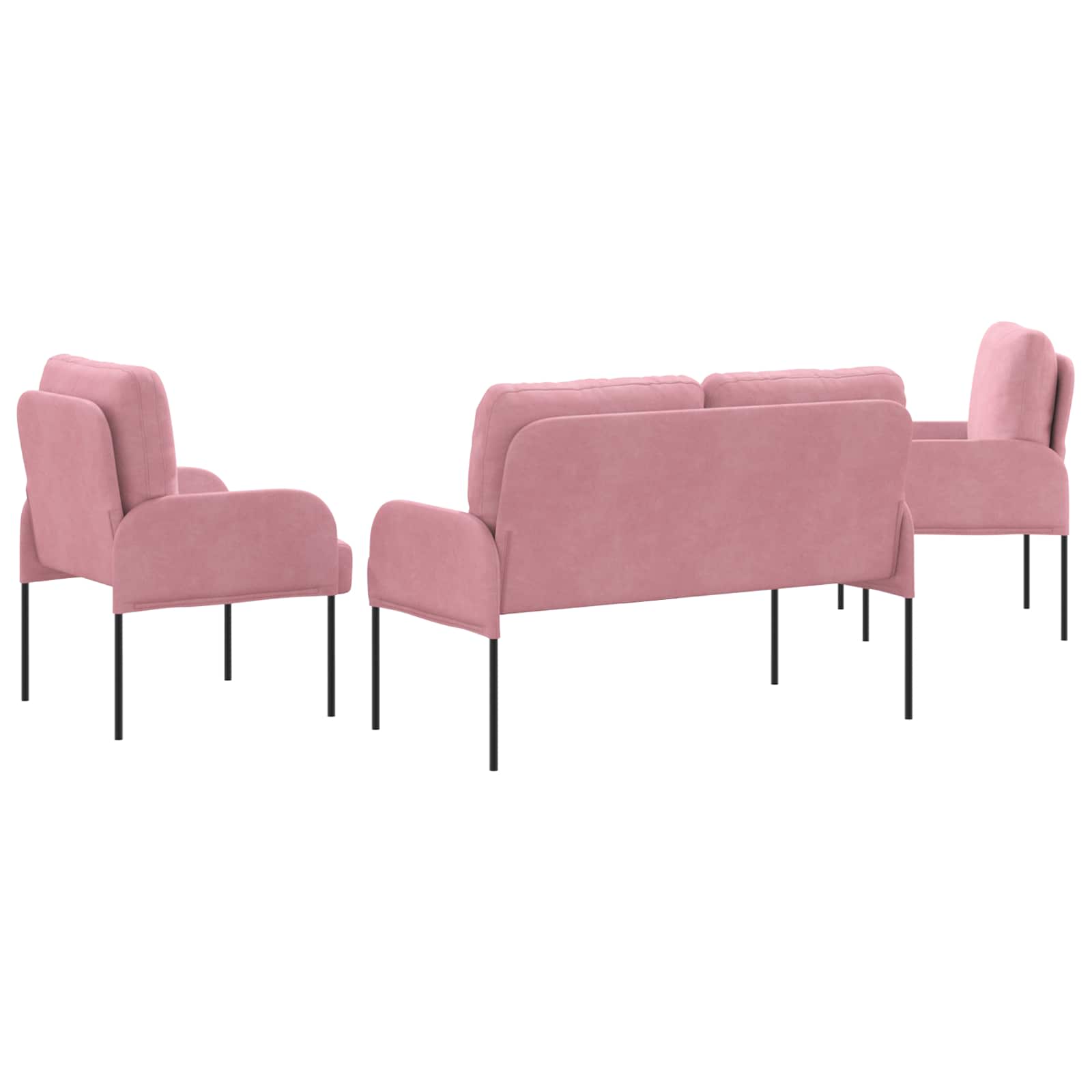 Sofa-Sets met kussen 3 pcs Roze 115 x 56 x 80 cm Multiplex is nu te koop bij PeponiXL, paradijselijk wonen!