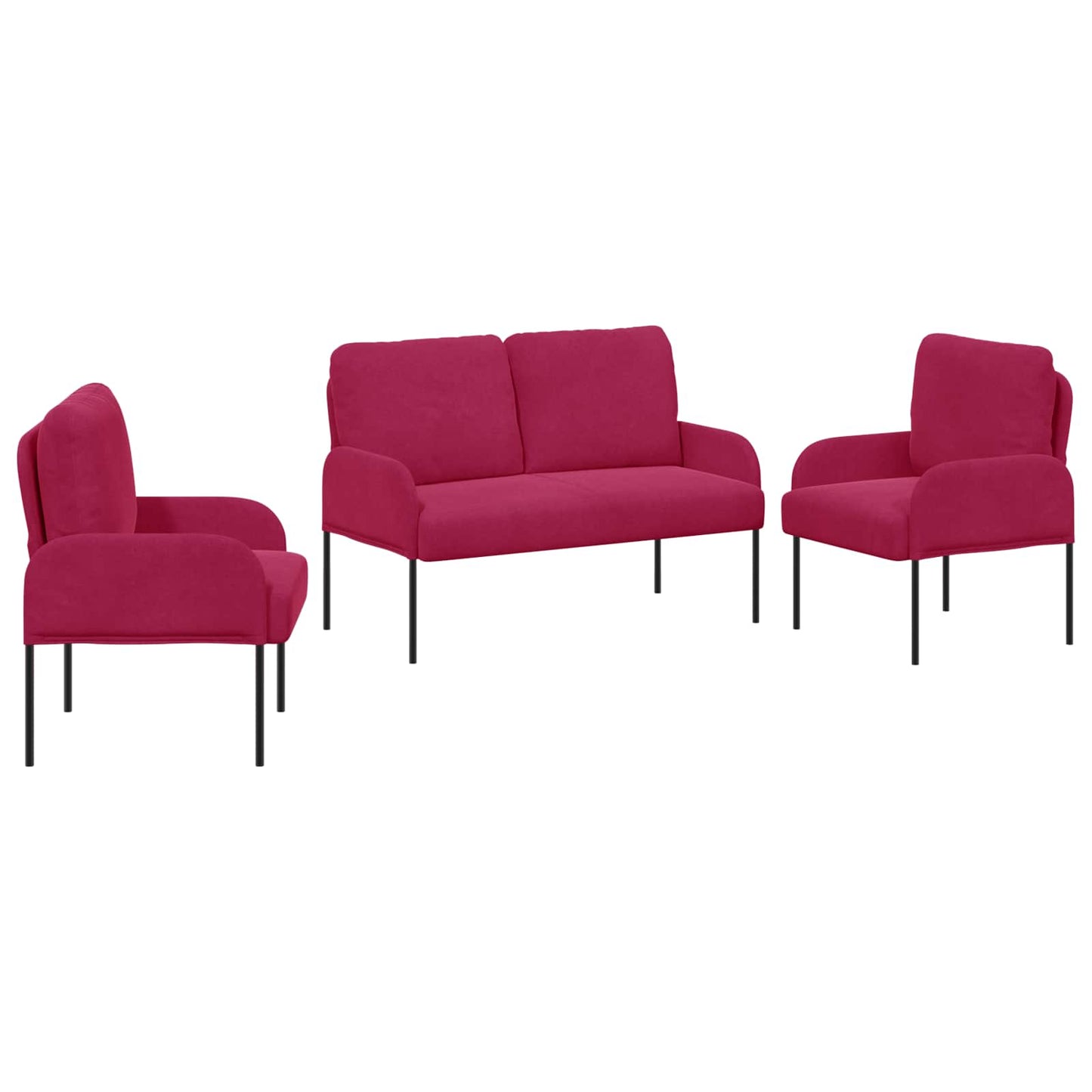 Sofa-Sets met kussen 3 pcs Wijnrood 115 x 56 x 80 cm Multiplex is nu te koop bij PeponiXL, paradijselijk wonen!