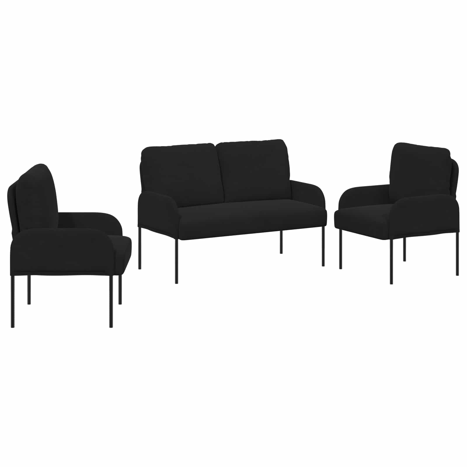 Sofa-Sets met kussen 3 pcs Zwart 115 x 56 x 80 cm Multiplex is nu te koop bij PeponiXL, paradijselijk wonen!
