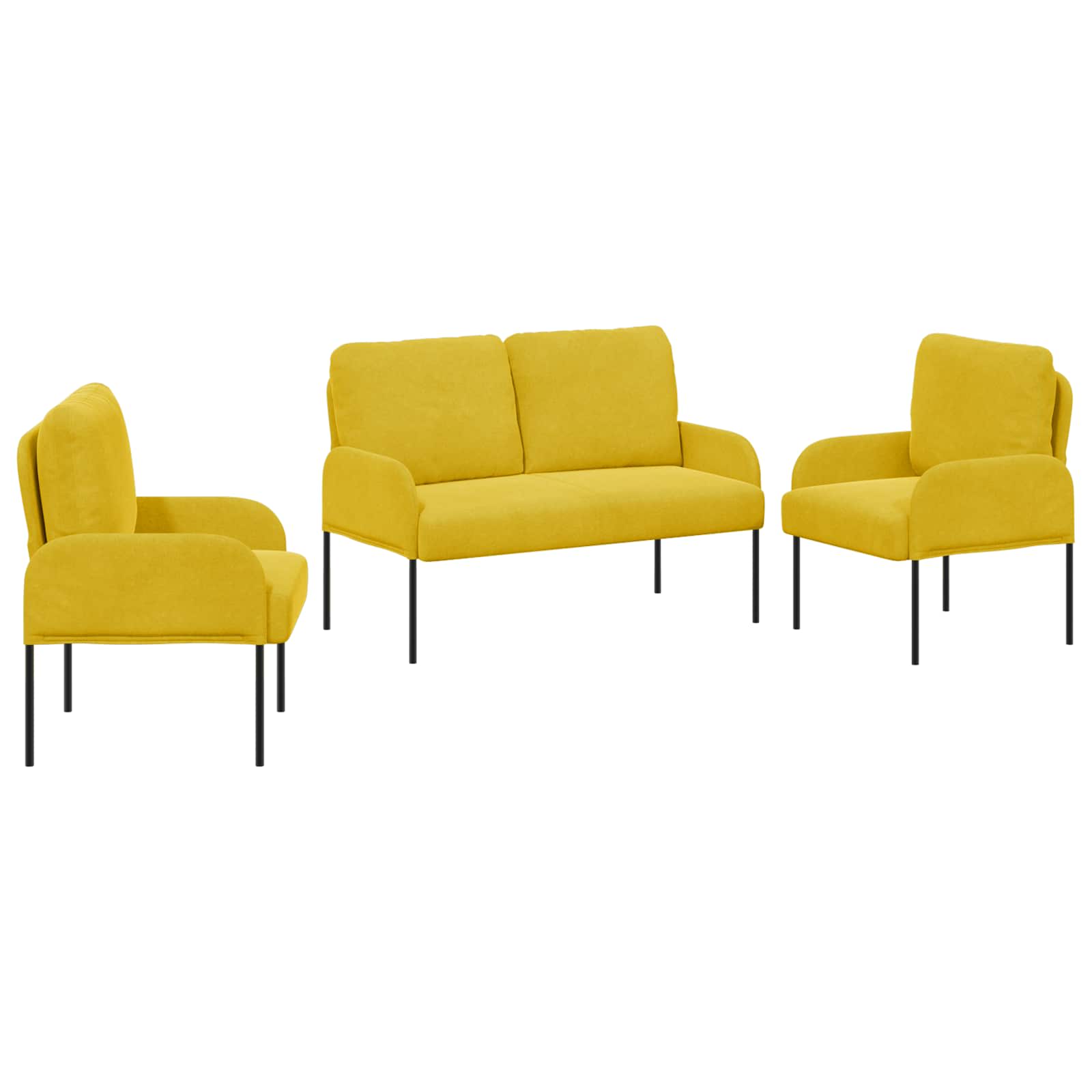 Sofa-Sets met kussen 3 pcs Geel 115 x 56 x 80 cm Multiplex is nu te koop bij PeponiXL, paradijselijk wonen!