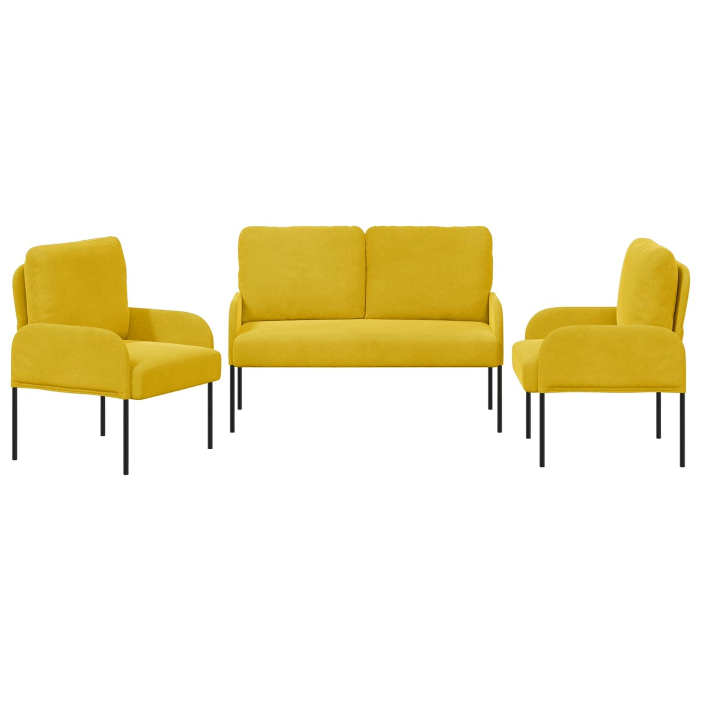 Sofa-Sets met kussen 3 pcs Geel 115 x 56 x 80 cm Multiplex is nu te koop bij PeponiXL, paradijselijk wonen!