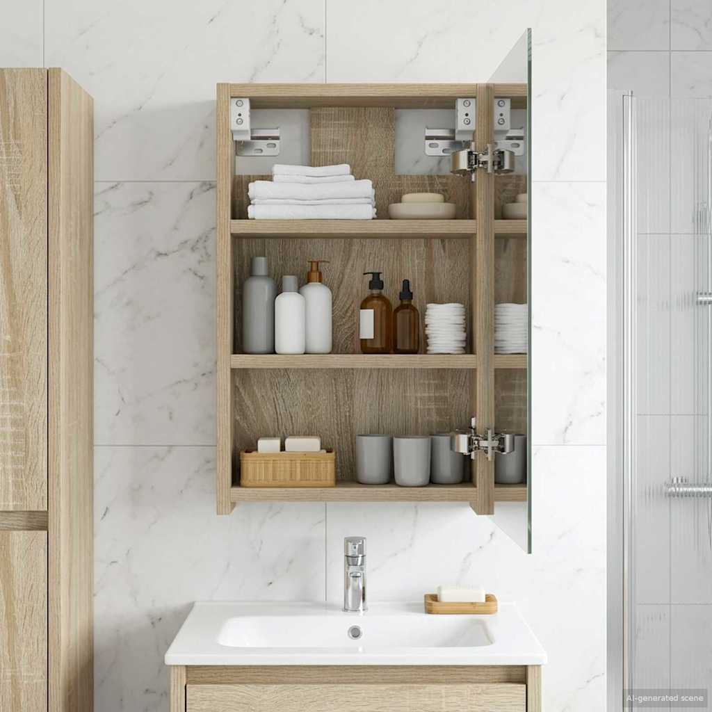 Badkamer spiegelkast met plank Sonoma Eiken 30 x 10,5 x 50 cm is nu te koop bij PeponiXL, paradijselijk wonen!