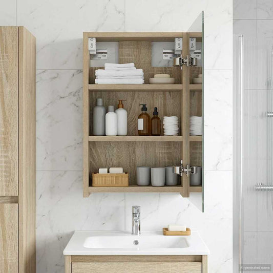 Badkamer spiegelkast met plank Sonoma Eiken 30 x 10,5 x 50 cm is nu te koop bij PeponiXL, paradijselijk wonen!