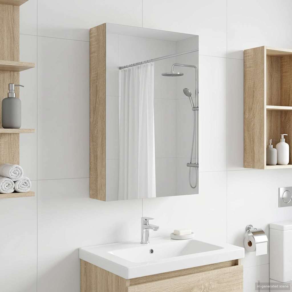 Badkamer spiegelkast met plank Sonoma Eiken 30 x 10,5 x 50 cm is nu te koop bij PeponiXL, paradijselijk wonen!